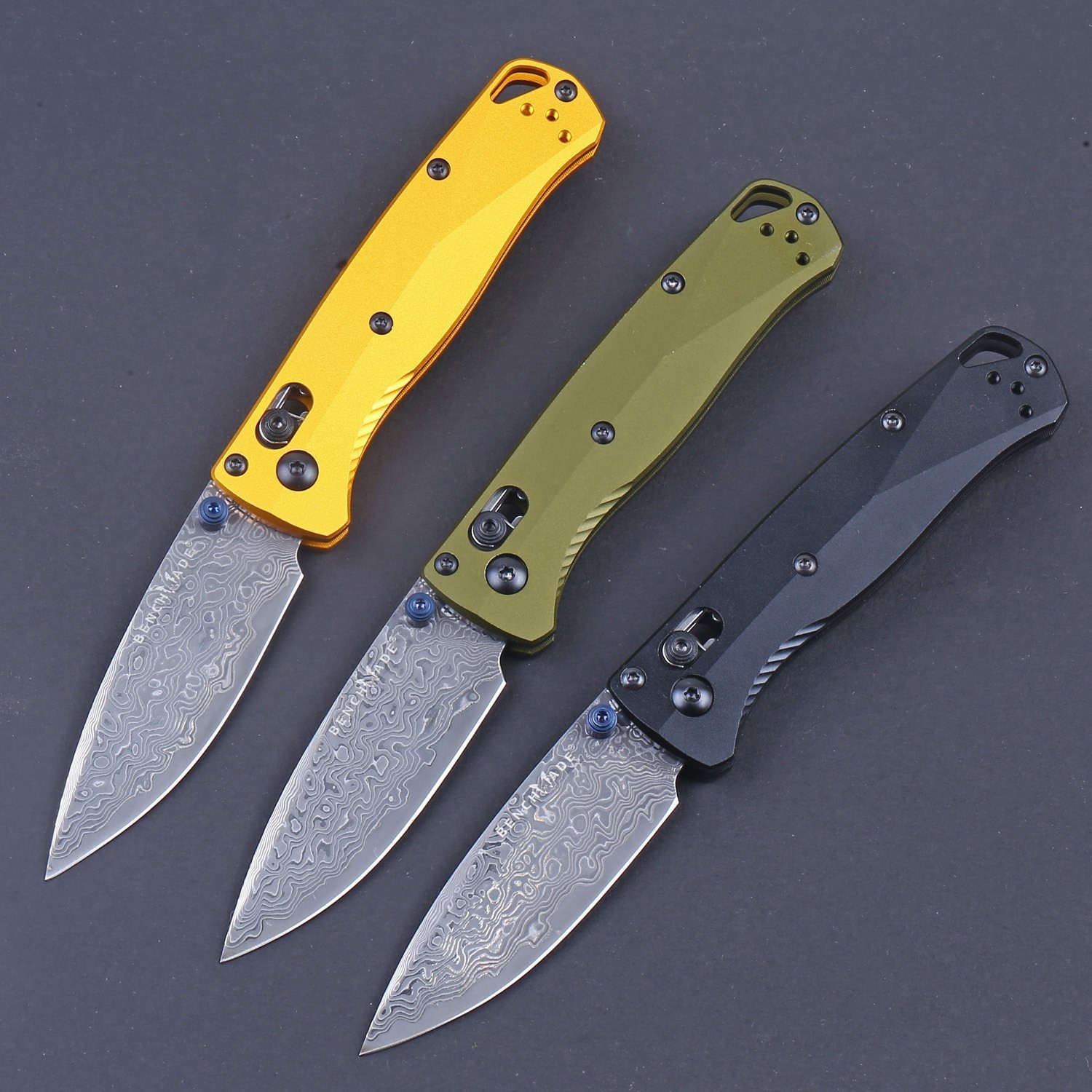 2025 New 535 Aluminum Green Handle Damascus Steel Blade Axis Lock Pocket Knife