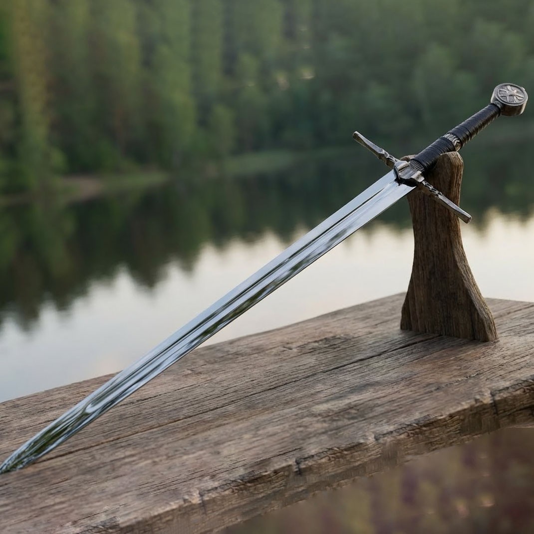 Geralt of Rivia 38″ Handmade White Wolf Sword Movie Stainless Steel Replica