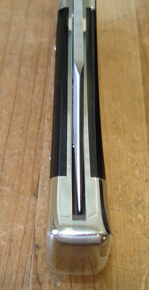 NIB BUCK KNIFE 110 HUNTER BOS MAGNACUT BLADE BLACK BUFFALO HANDLE NICKEL SILVER