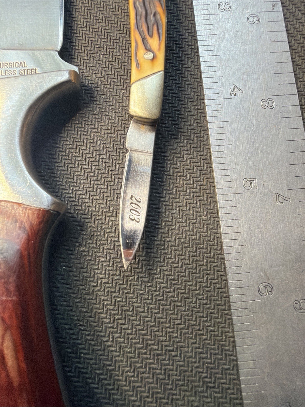 2 Winchester knives, 2003 Double Blade Stainless, & 3.5” Fixed Made in China