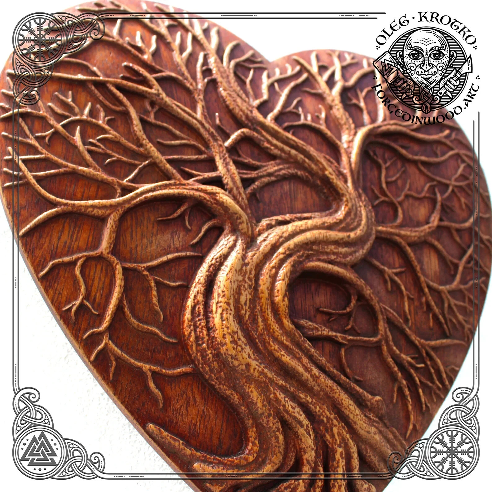 Wooden Carving Picture Yggdrasil, Tree of Life decor, Wooden Home Decor, Norse