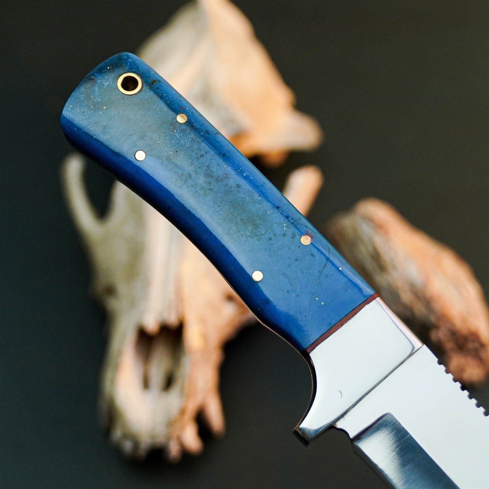 8.4″ Hunting EDC Stainless Knife Handmade Full Tang Resin Handle + Sheath