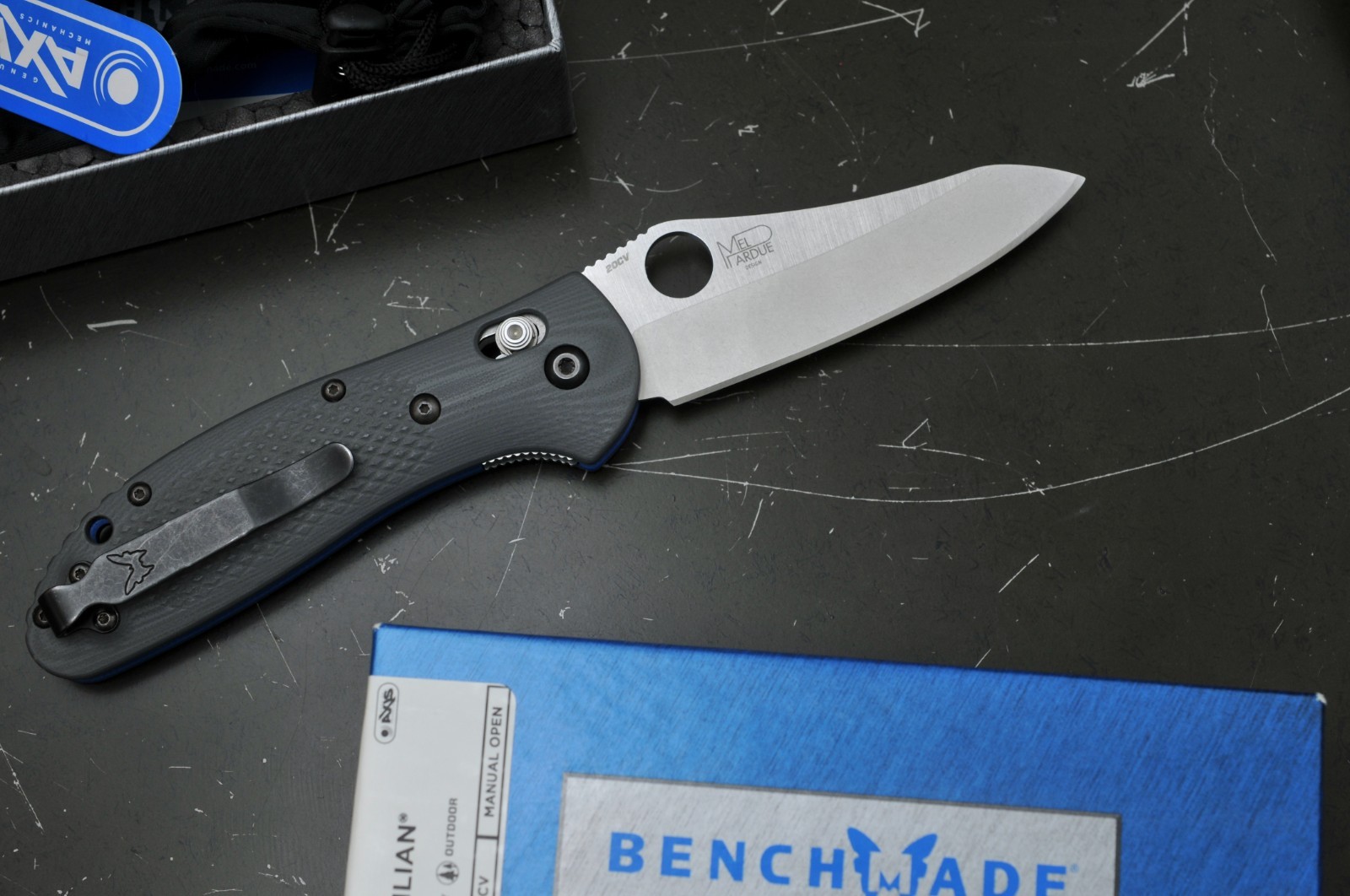 Benchmade 550-1 Griptilian 20CV Sheepsfoot Gray + Blue G10 , Rare / Discontinued