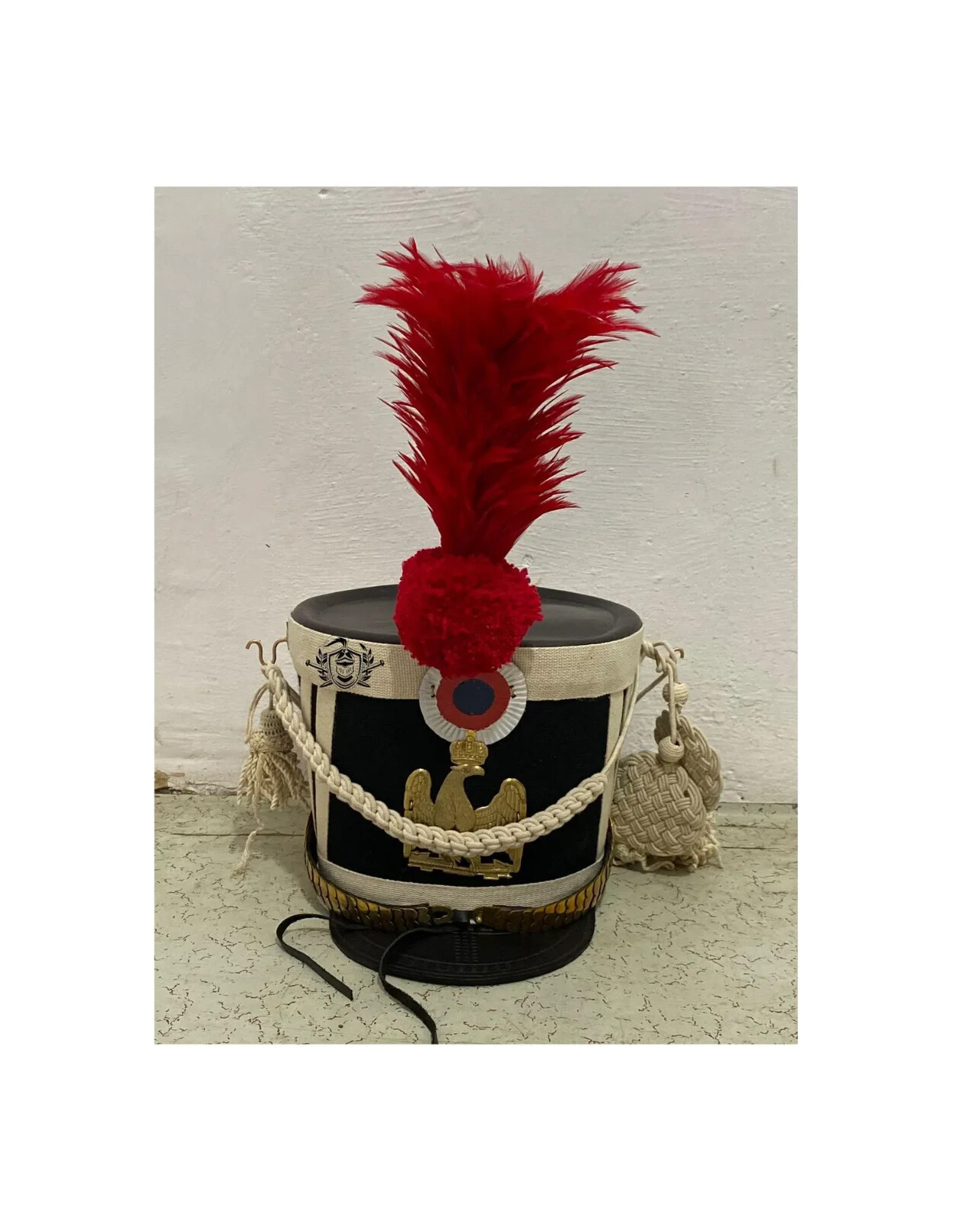 Shako Helmet French Napoleonic Shako Black Finished Red Pom Pom Larp Reenactment