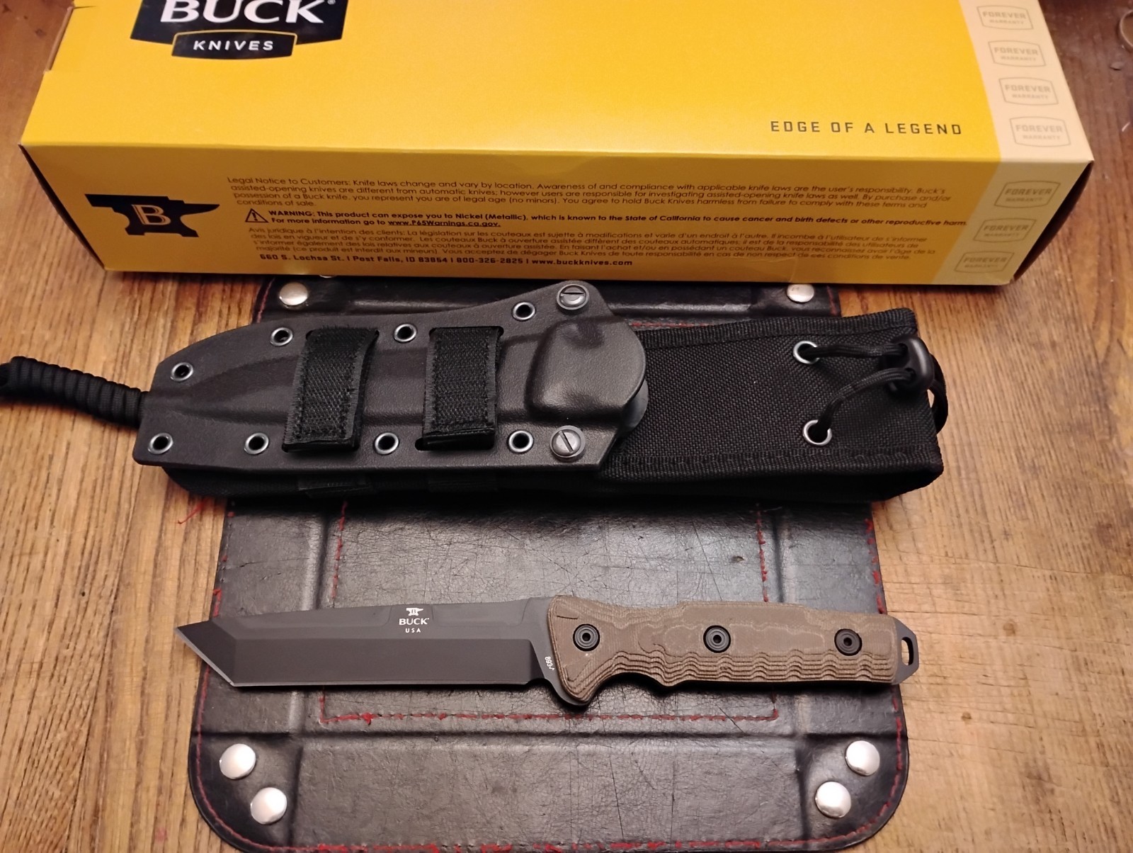 Buck USA 893 Tanto Combat 5.5″ 5160 Blade Micarta Handle Molly Sheath