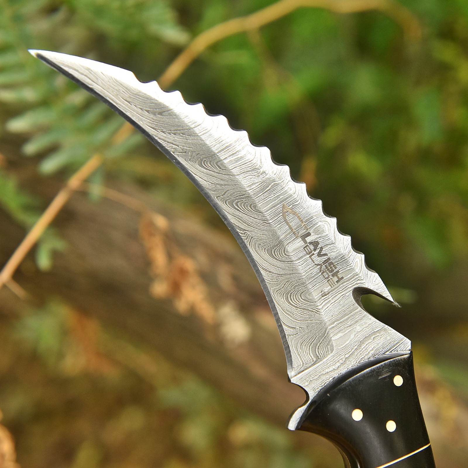 Handcrafted Damascus Karambit Knife Black Wood Hunting Survival Custom Sheath