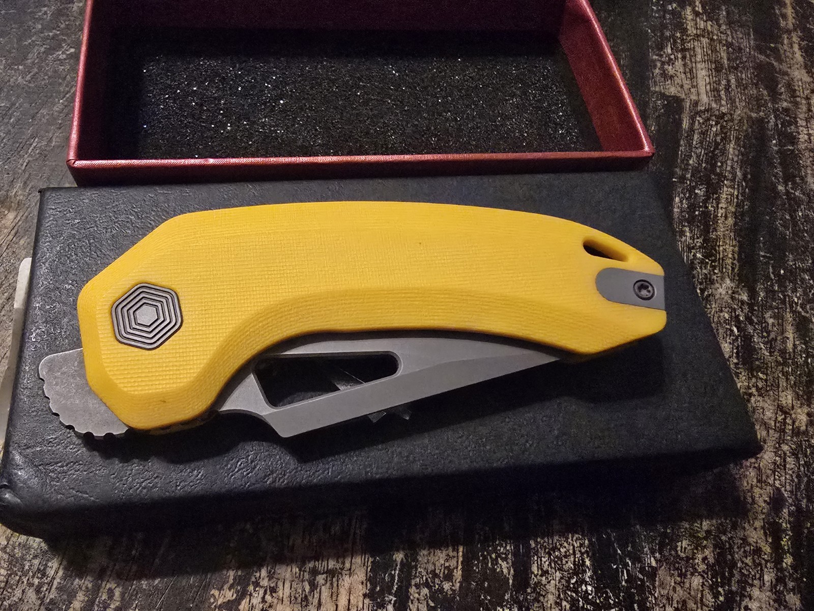 Damned Designs Djinn G10 Folding Pocketknife Yellow Handles