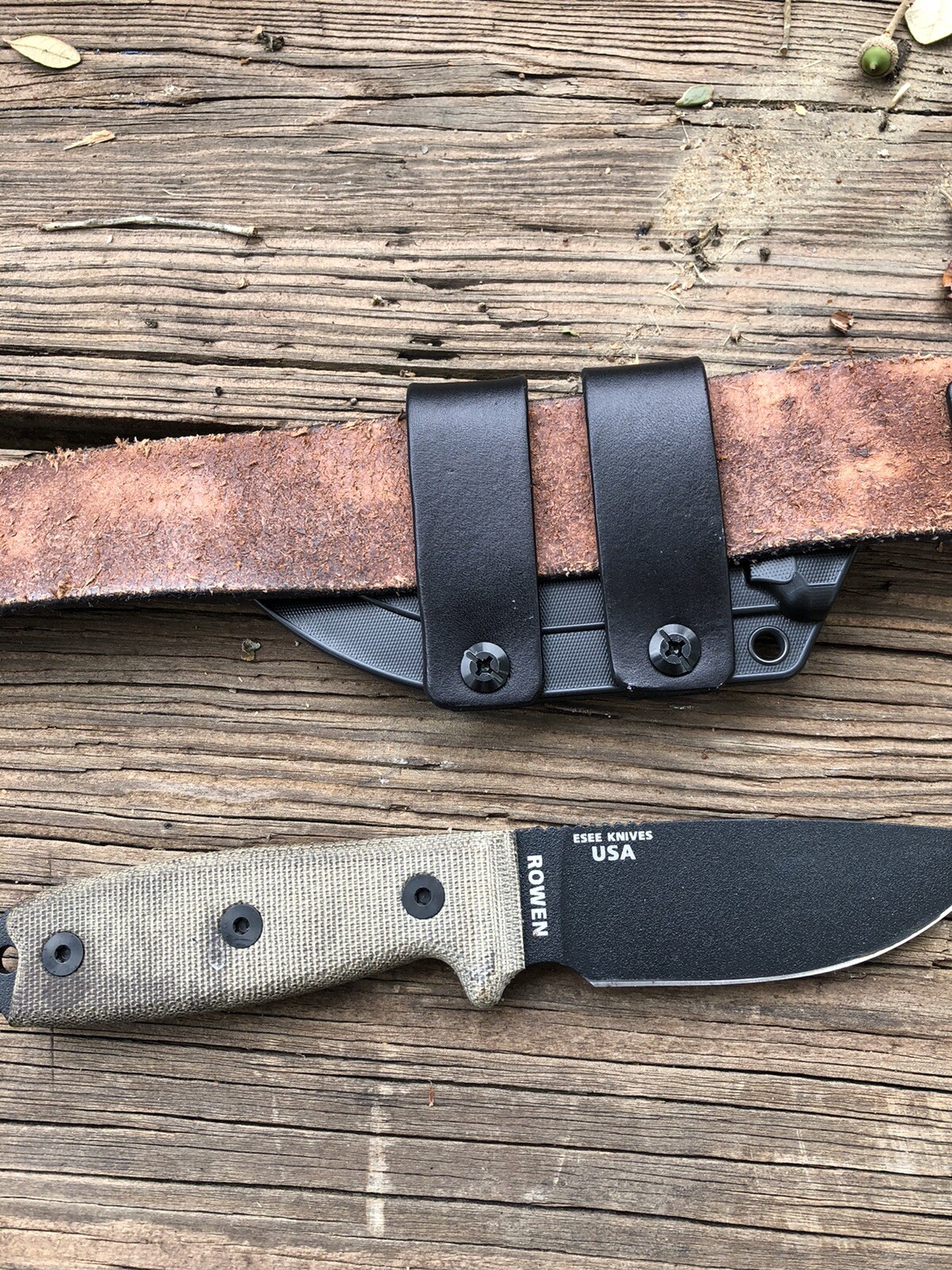 ESEE 3 or 4 Leather Scout Carry Horizontal Straps (knife & Sheath Not Included)
