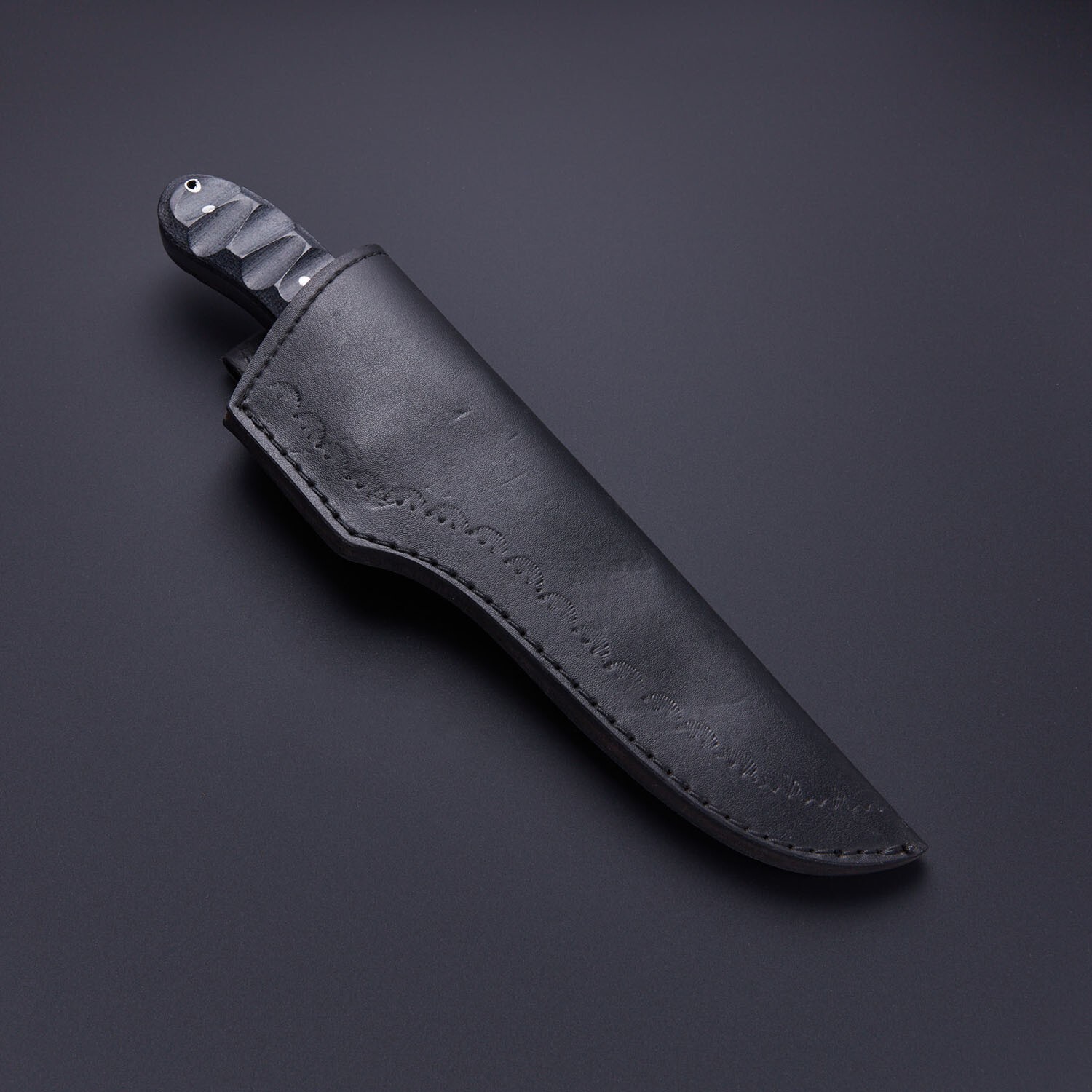 FIXED BLADE D2 TOOL STEEL HUNTING KNIFE RAB-0158 with leather sheath