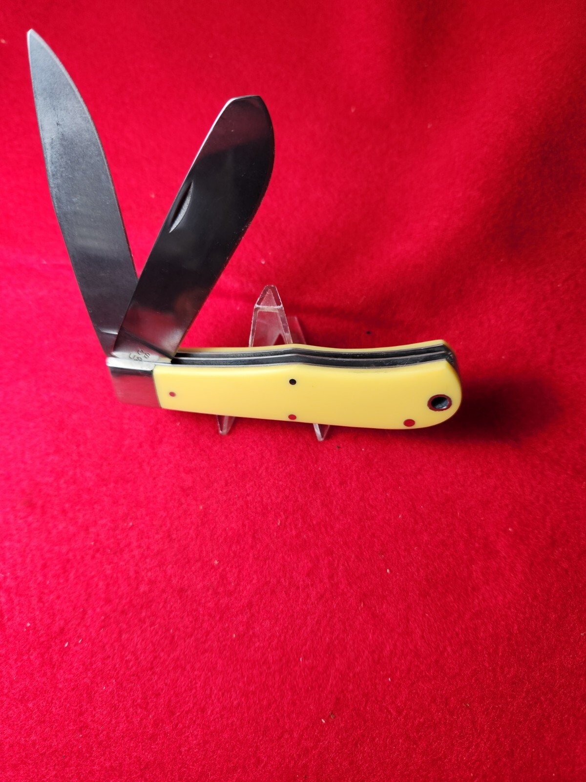 Moore Maker USA 3206 Large Trapper Knife Yellow Delrin Handles New In Box