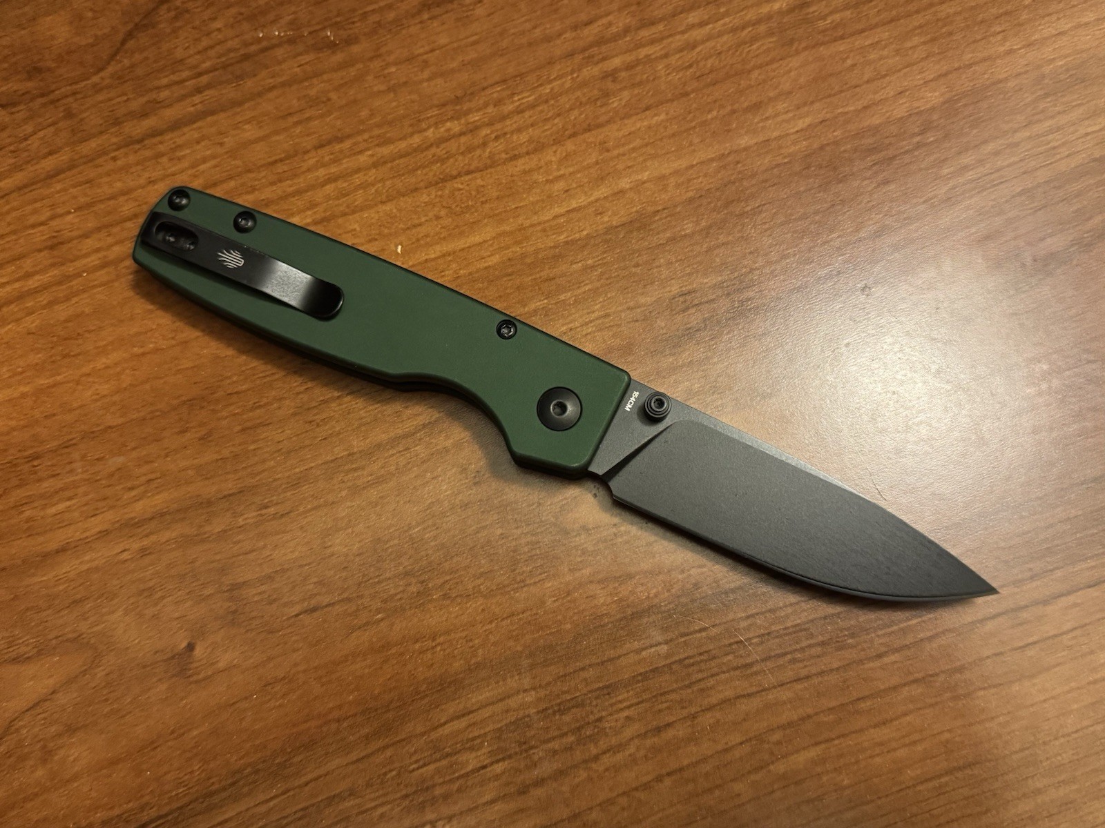 Kizer x Mojave Original Green Aluminum 154CM Black Steel Button Lock EDC Knife