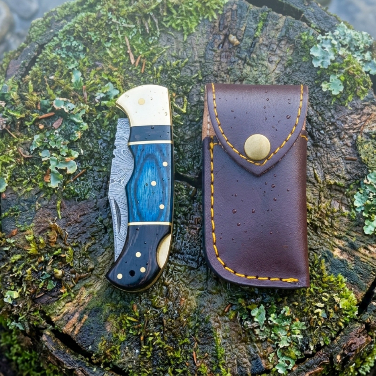 Custom Handmade Damascus Steel Pocket Knife Folding Knife, Hunting/ Camping EDC
