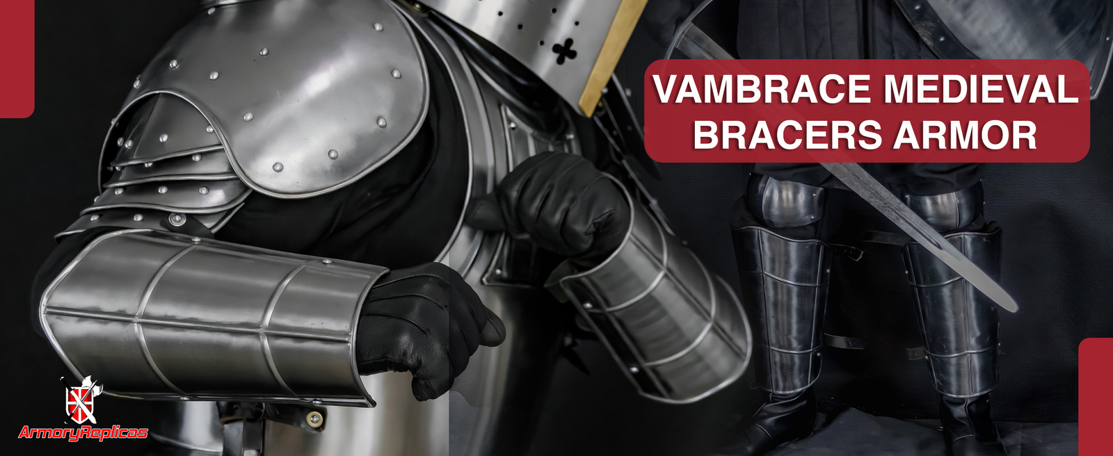 Medieval Bracers 18G Steel Vambrace Set | Siege Warfare Arm Armor for LARP SCA