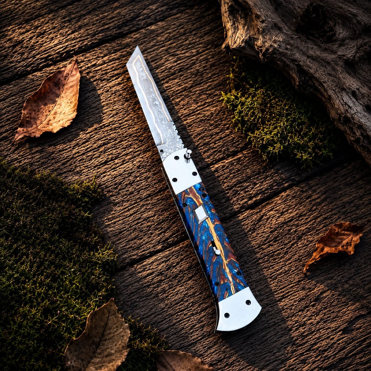 Folding Borkerr Style Pocket Knife Unique Damascus Pattern Handmade EDC &gifting