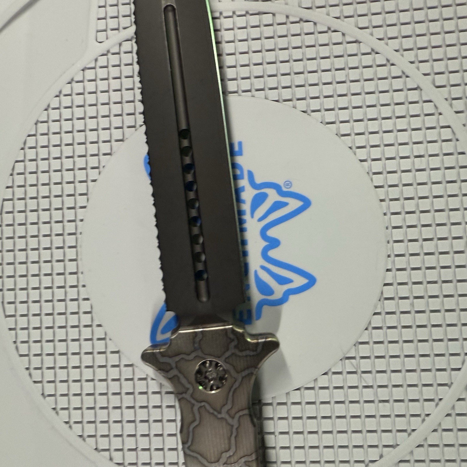 Heretic Nephilim Flamed Titanium DLC Coated Serrated #046 Discontinued & Rare