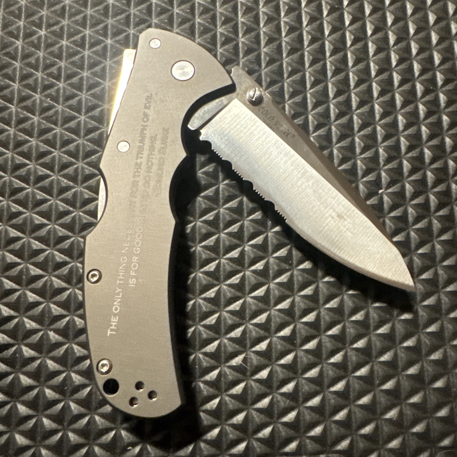 Cold Steel Code 4 Combo Edge Custom Punisher Engraved Knife CPM-S35VN Triad Lock