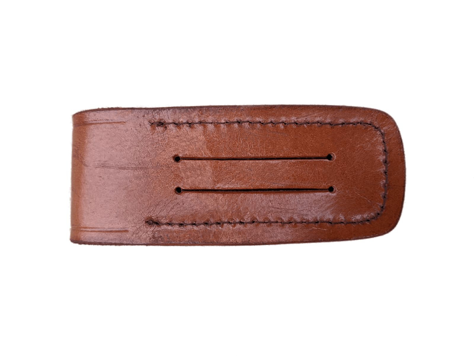 NEW Folding Pocket Knife Sheath 5″ Brown Genuine Leather Belt Case