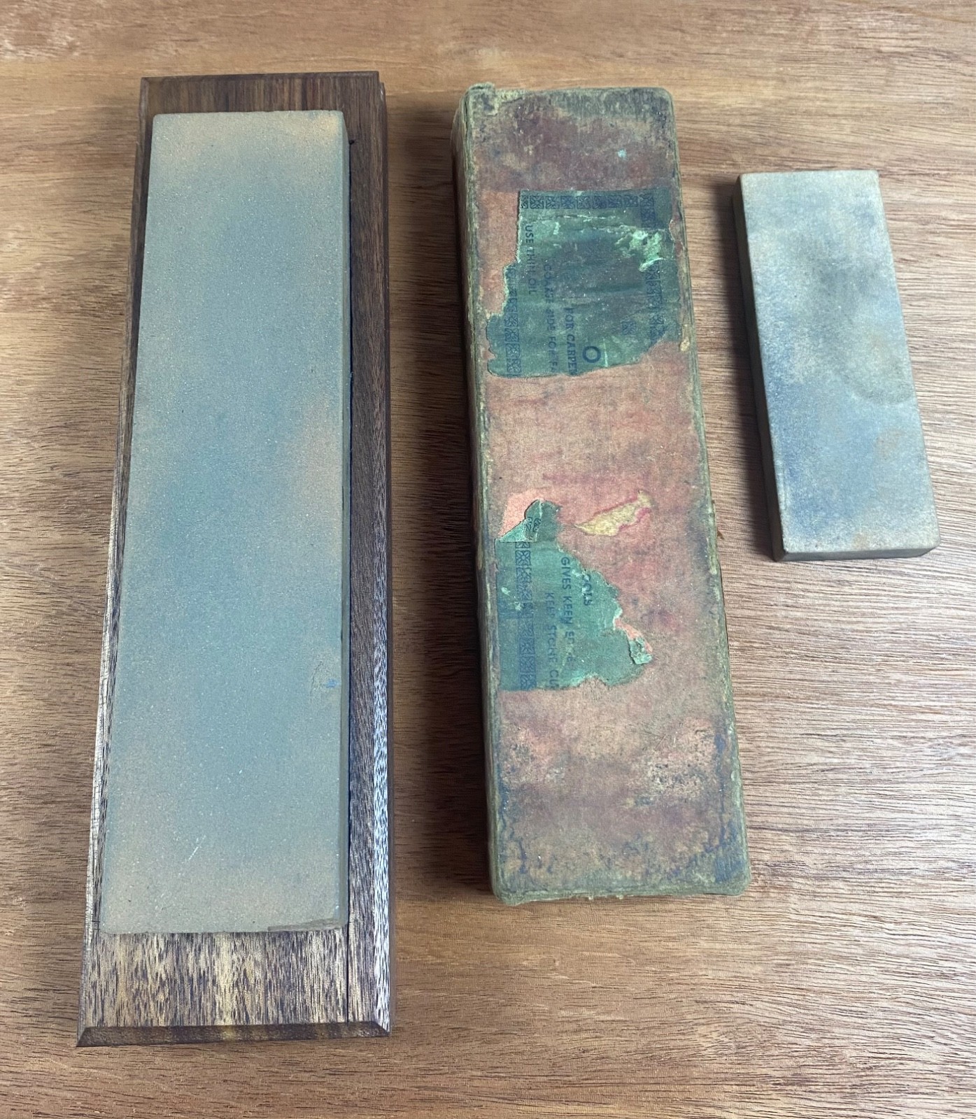 Lot of 3 Sharpening Stones Oilstones Fine India Combination Old Tools