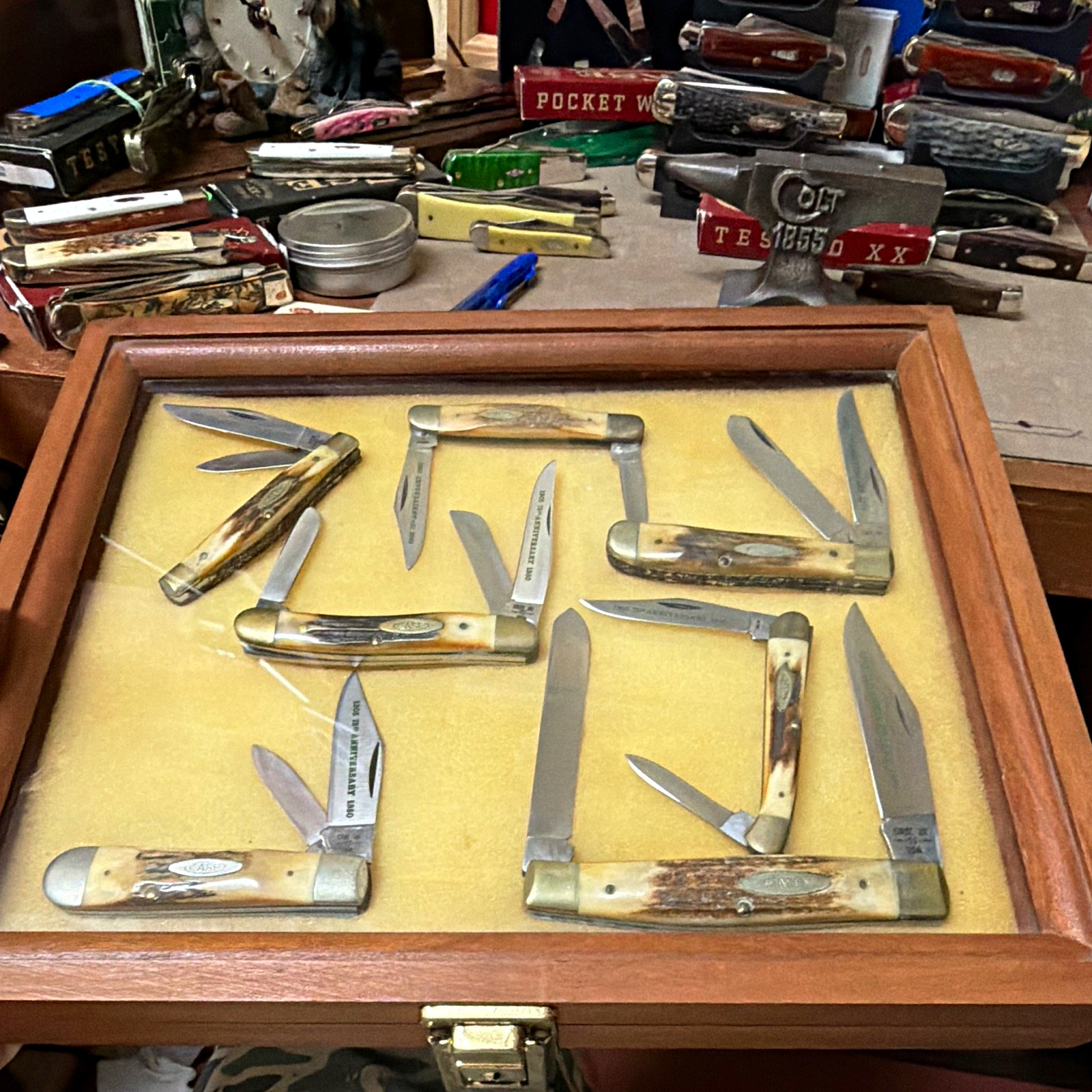 Case 1980 75th Anniversary Bone Handle set knives need to be cleaned up good