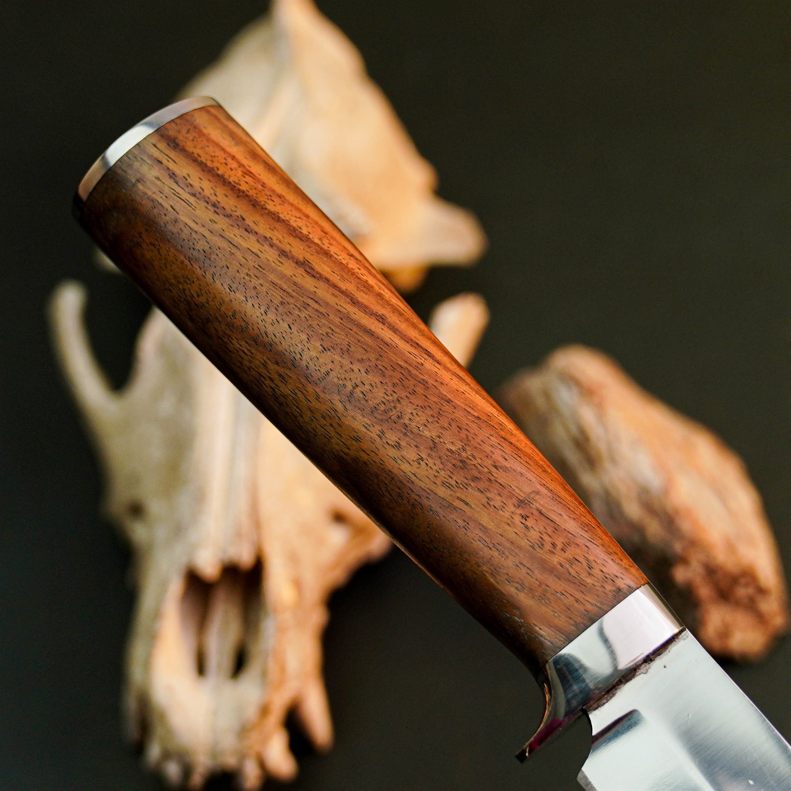 8.9″ Stainless Tactical Knife Half Tang Wood Handle Fixed Blade + Sheath