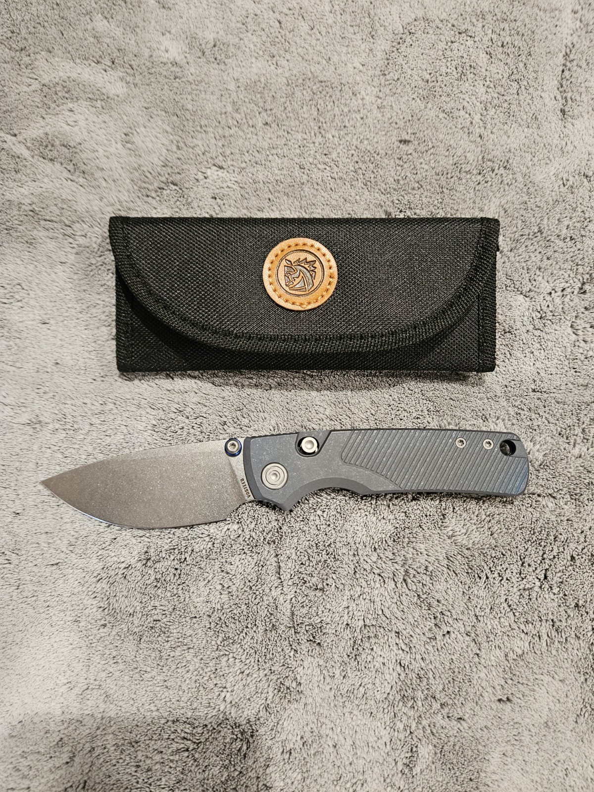 Custom Vosteed Porcupine Tislim 154CM Stonewash Blade Blue Ti Scales And Accents