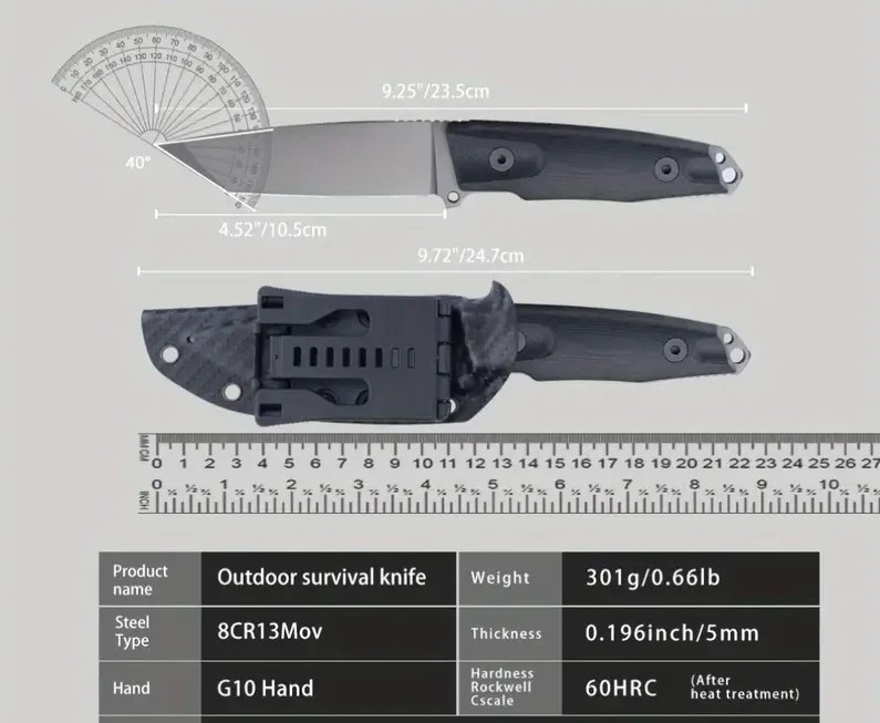 New 9.25″ Tactical Fixed Blade Knife Deluxe Carbon Fiber Sheath 4.5″ Tanto Blade