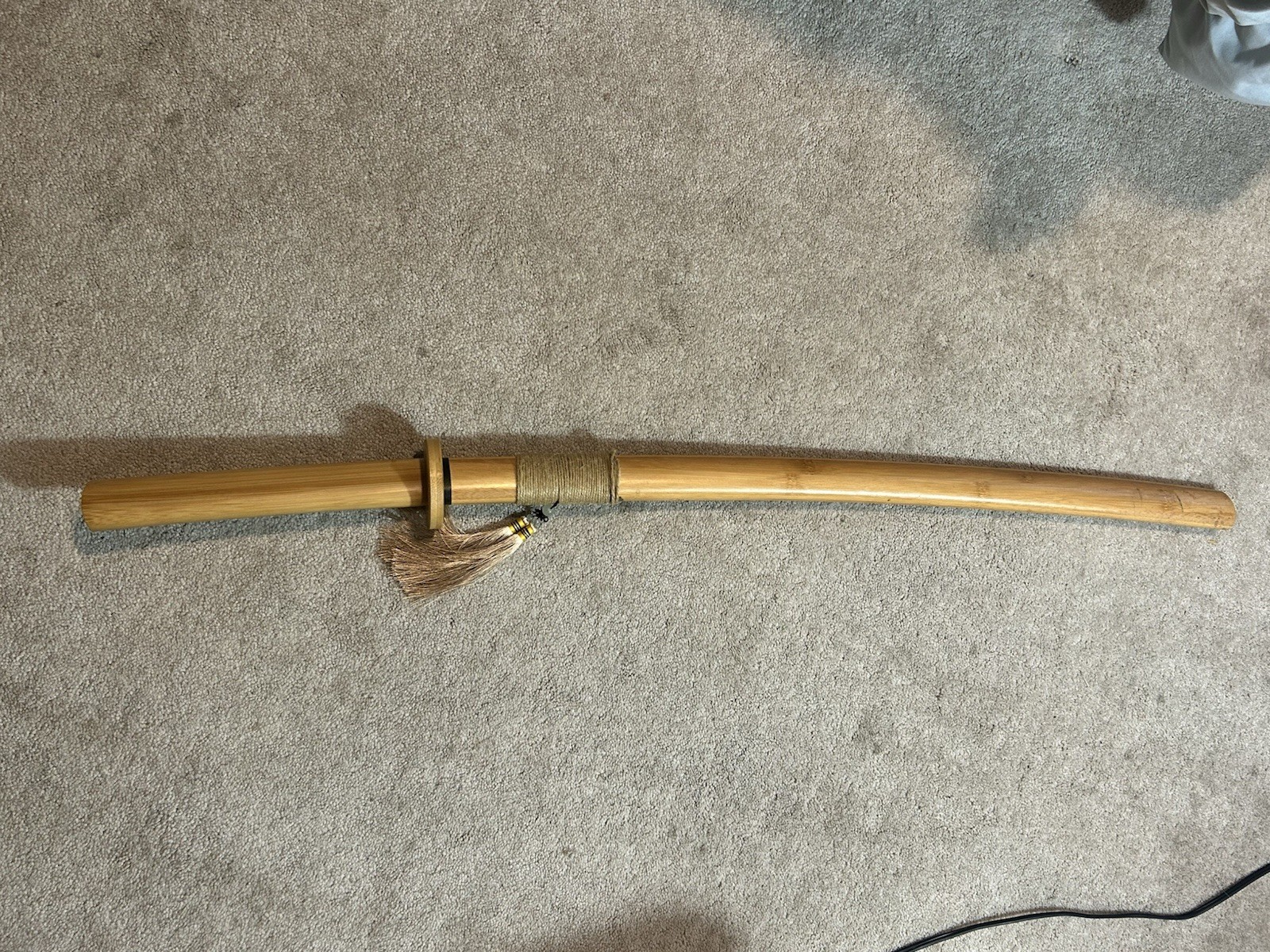 Decorative Bamboo Samurai Katana Sword w/ Bamboo Saya Scabbard 28” Blade