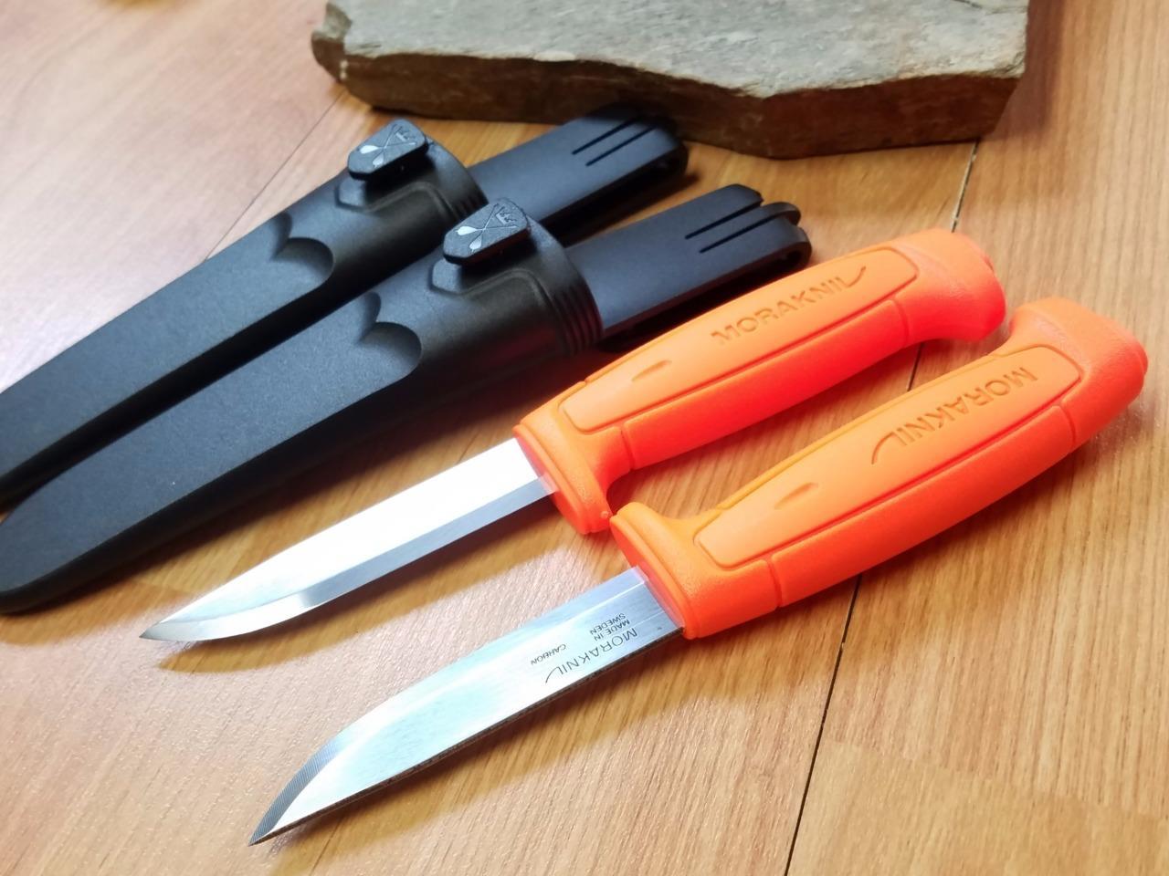2 Pc Lot Mora Morakniv Basic 511 8″ Carbon Steel Orange Camp Survival Knife 1832