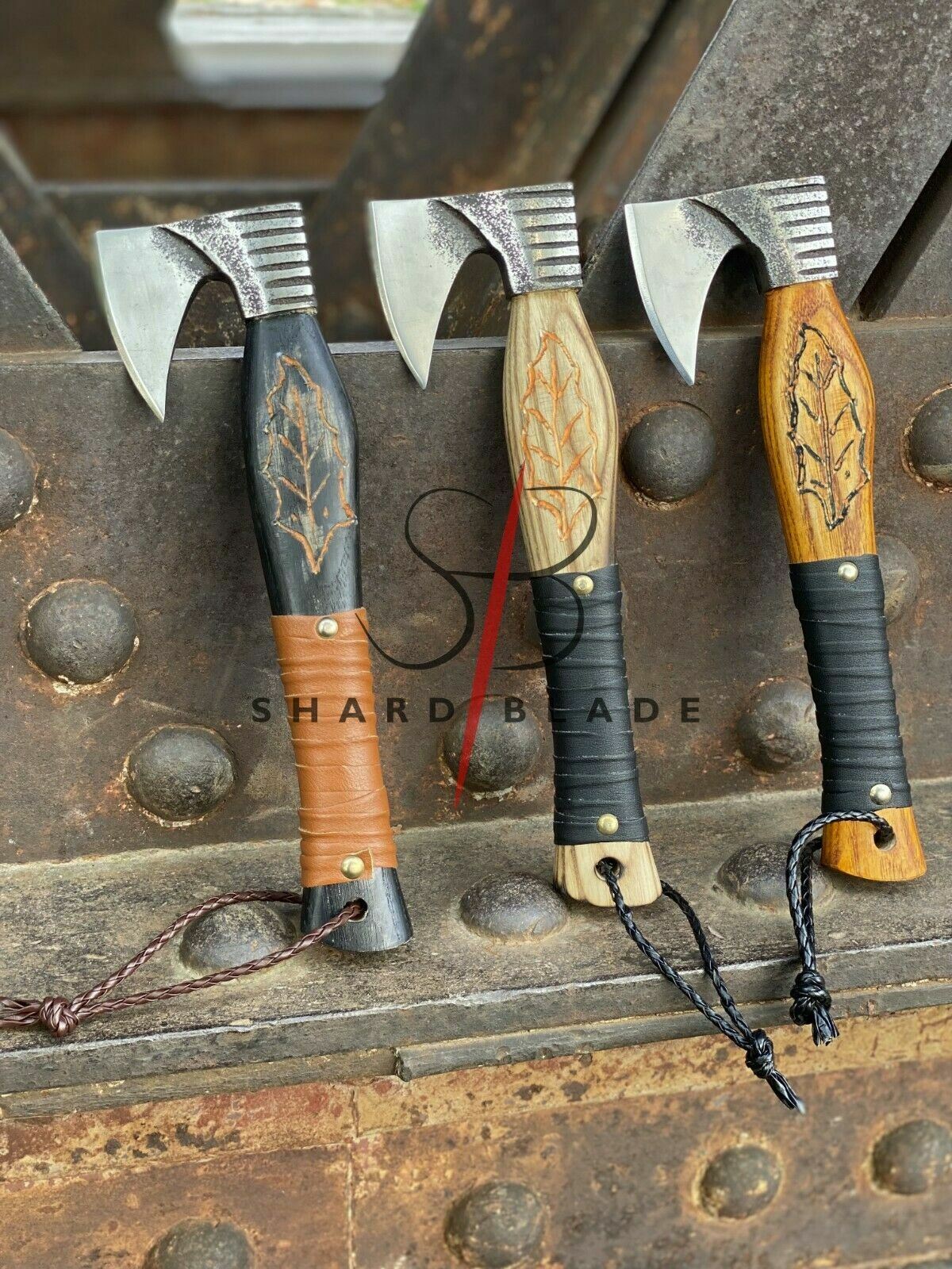 VIKING AXE HAND FORGED Carbon Steel Lot of 3 THROWING VALHALLA BATTLE READY AXE