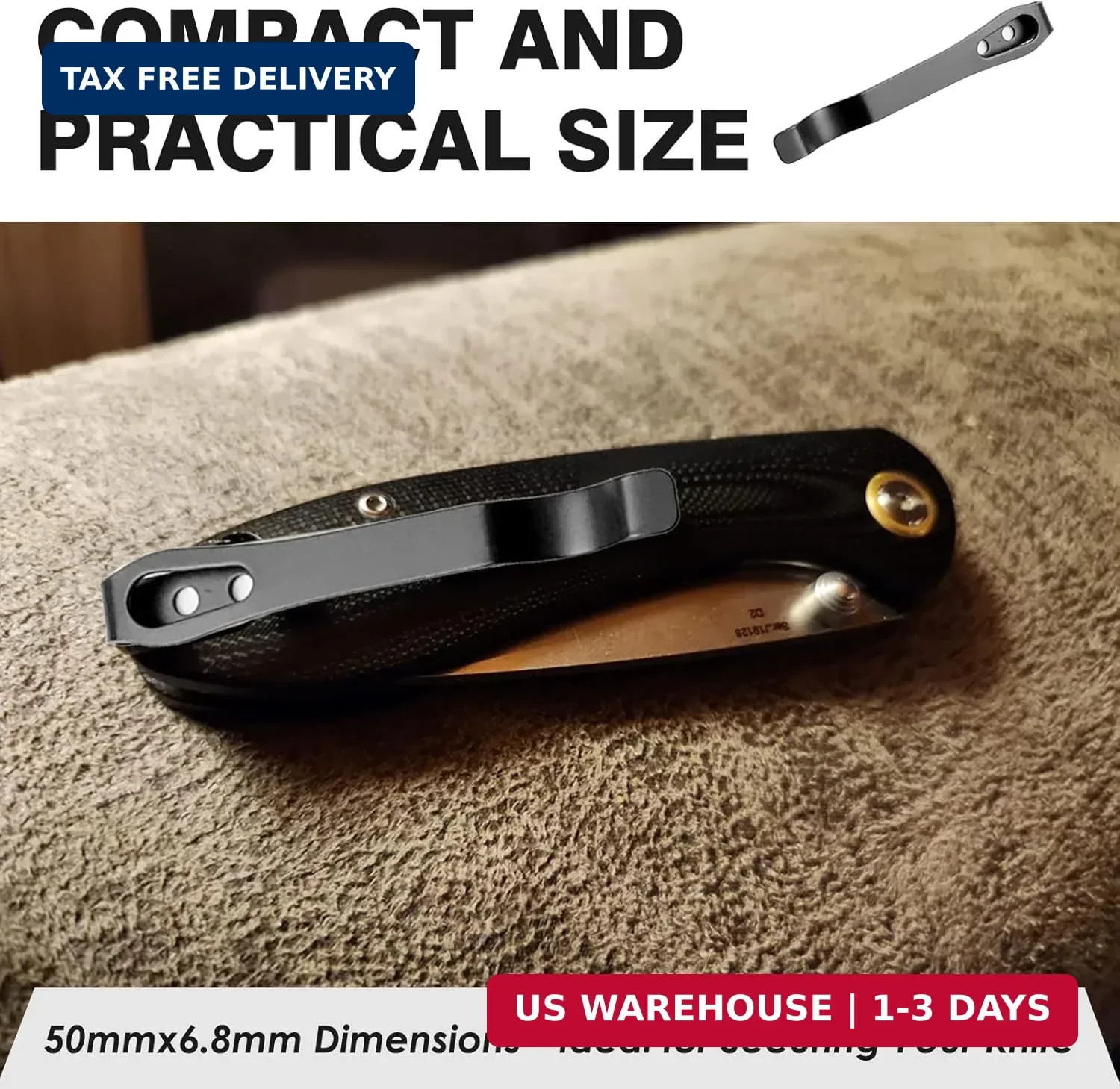 2 Pack Knife Pocket Clip Deep Carry Pocket Clip Replacement for EDC Knife Recess