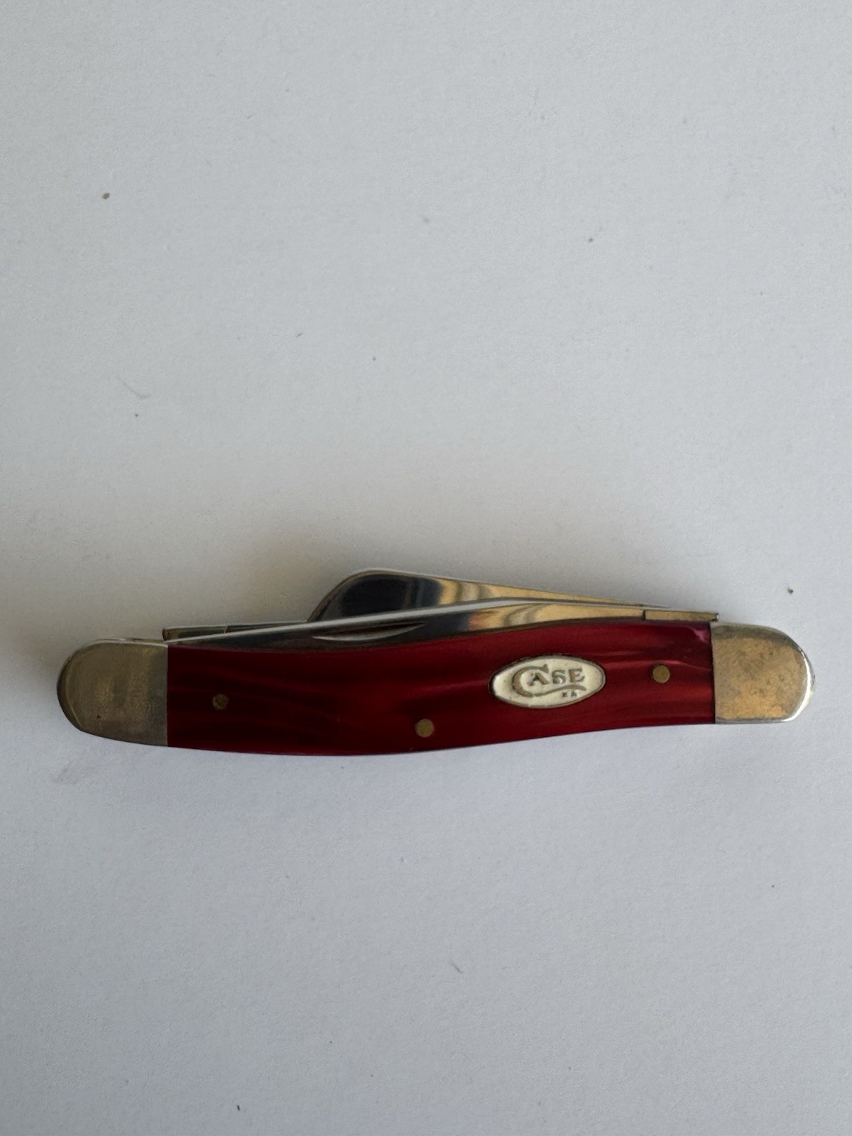 Case XX Red Synthetic Handle 3-Blade Pen Slipjoint Pocketknife Under 2.75in