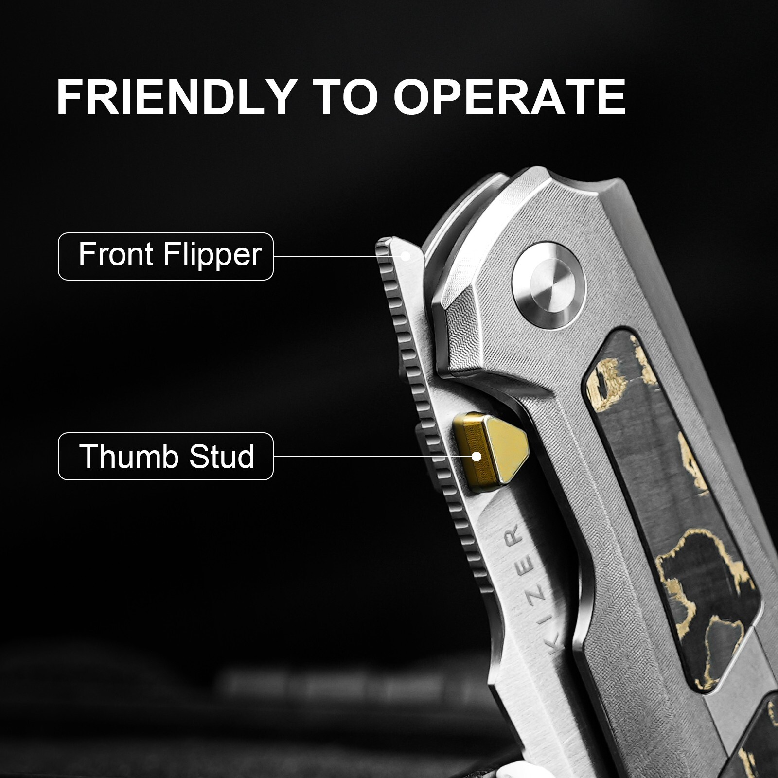 Kizer Feweed Clip Point Folding Pocket Knife Z-Wear PM Blade Titanium Handle