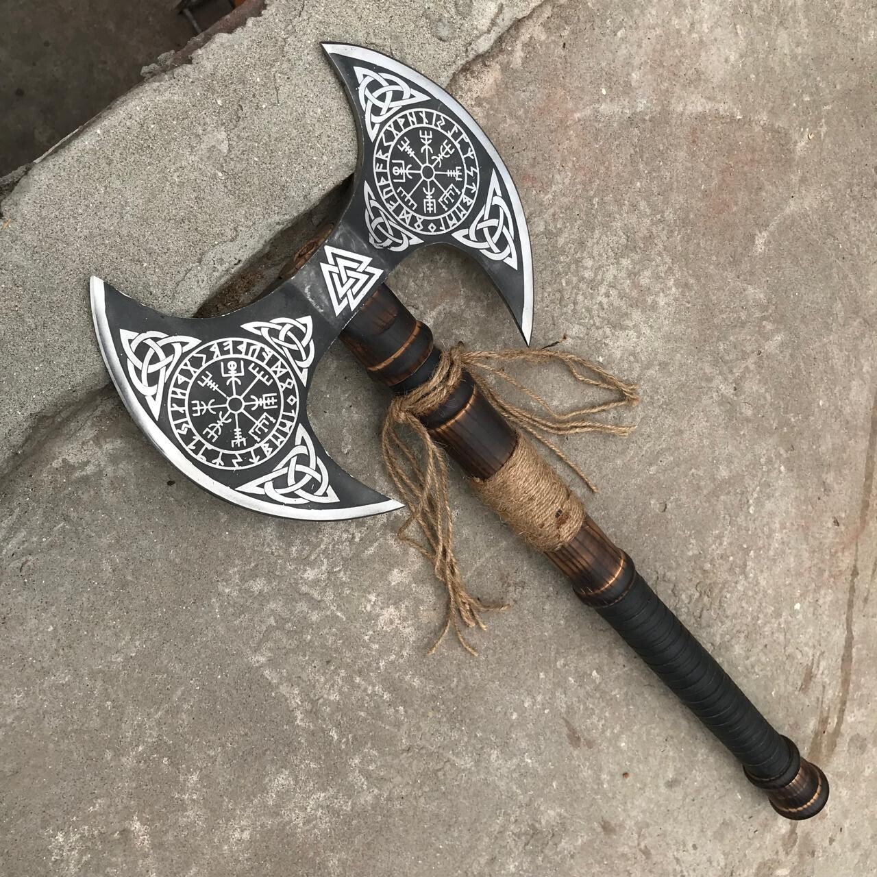 Handmade Double Headed Axe, Carbon Steel Axe, Medieval Warrior, Viking Axe