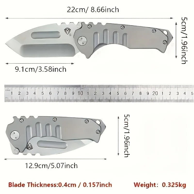 Heavy Duty Silver Folding Blade Tactical Knife D2 Blade Pocket EDC Knife 60HRC