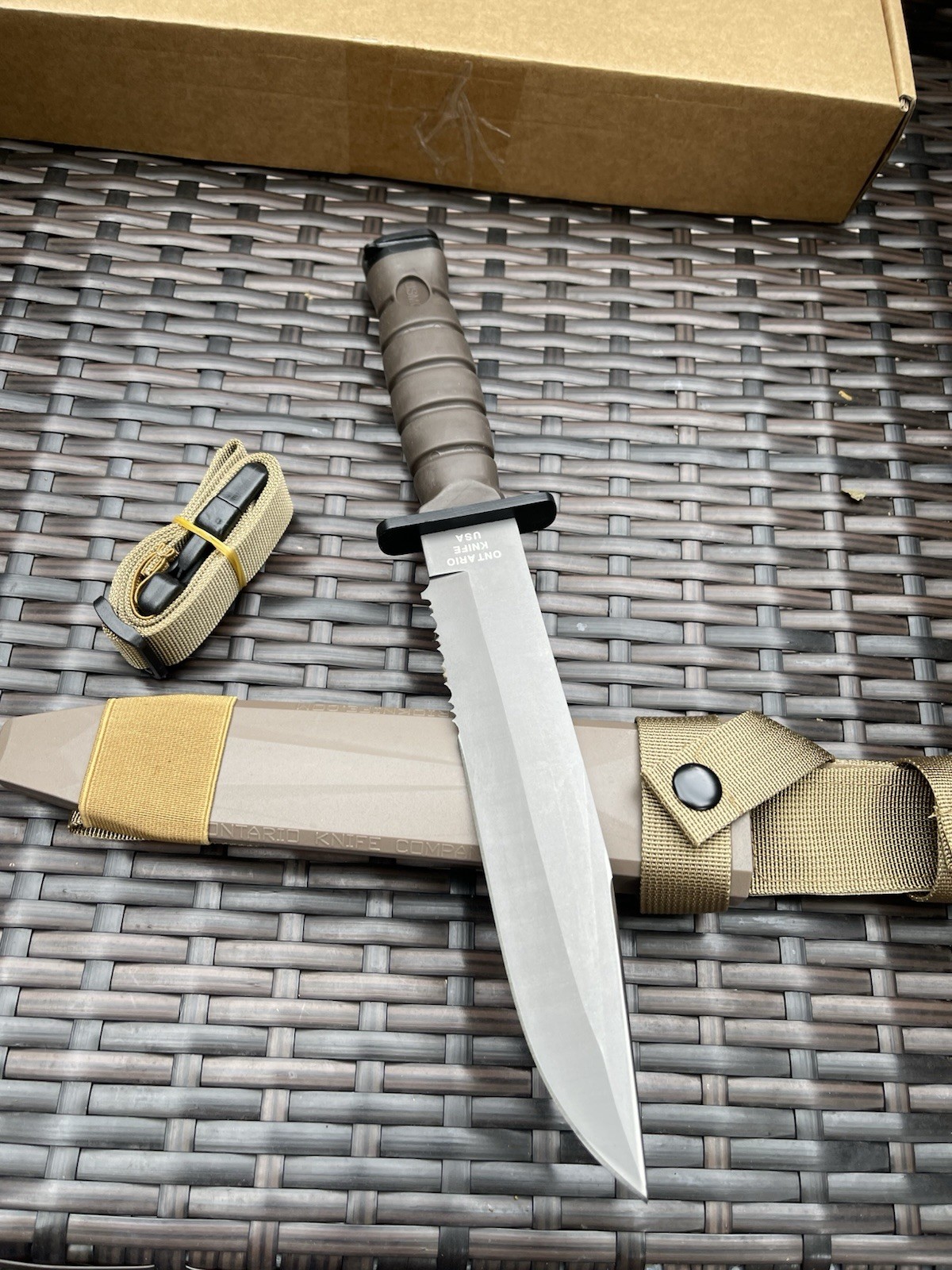 Ontario Knife OKC3S USMC Combat 8″ Blade and Scabbard Brown