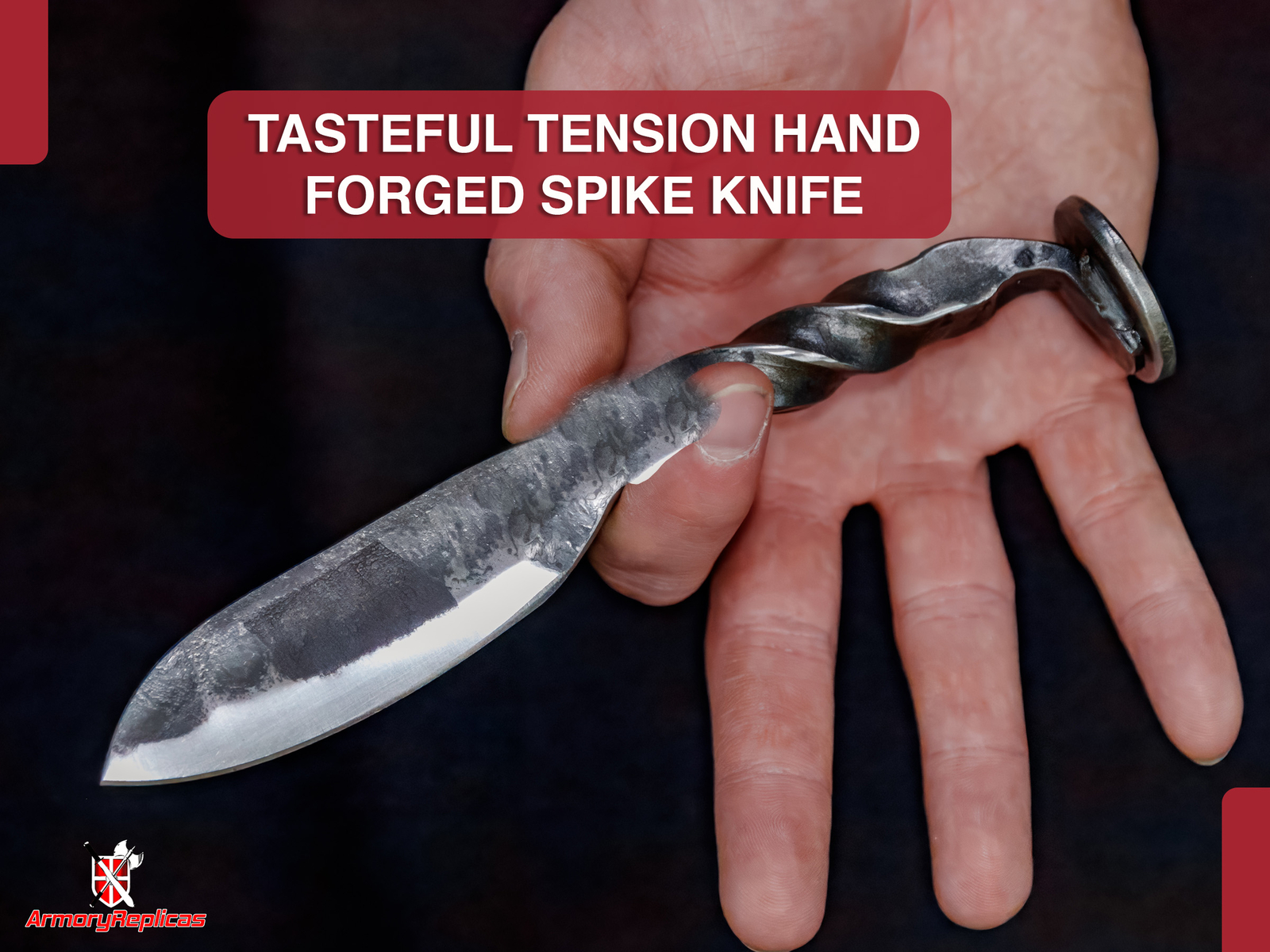 Full Tang Hand Forged Spike Knife Leather Sheath Outdoor & Camping