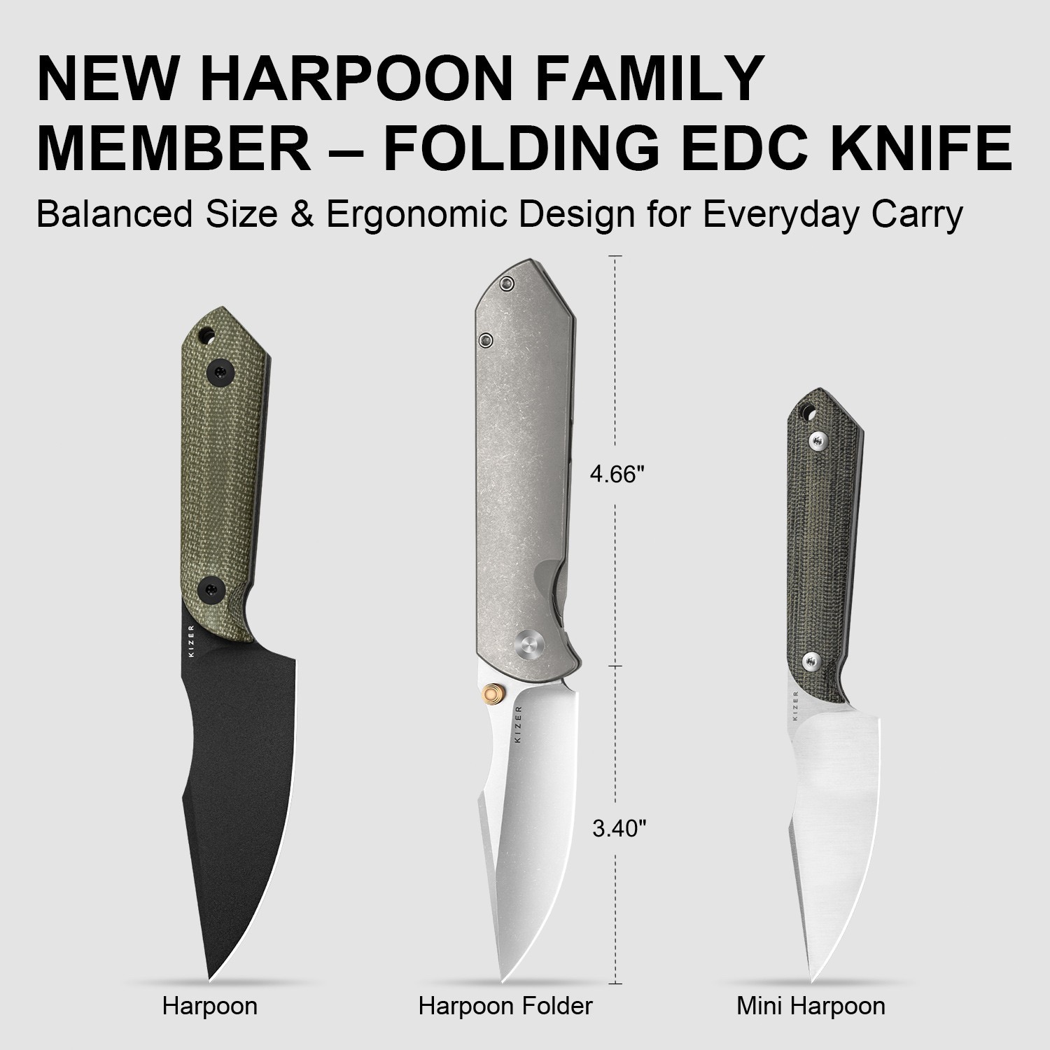 Kizer Harpoon Fold Folding Pocket Knife Elmax Blade Titanium Handle Ki4784A1
