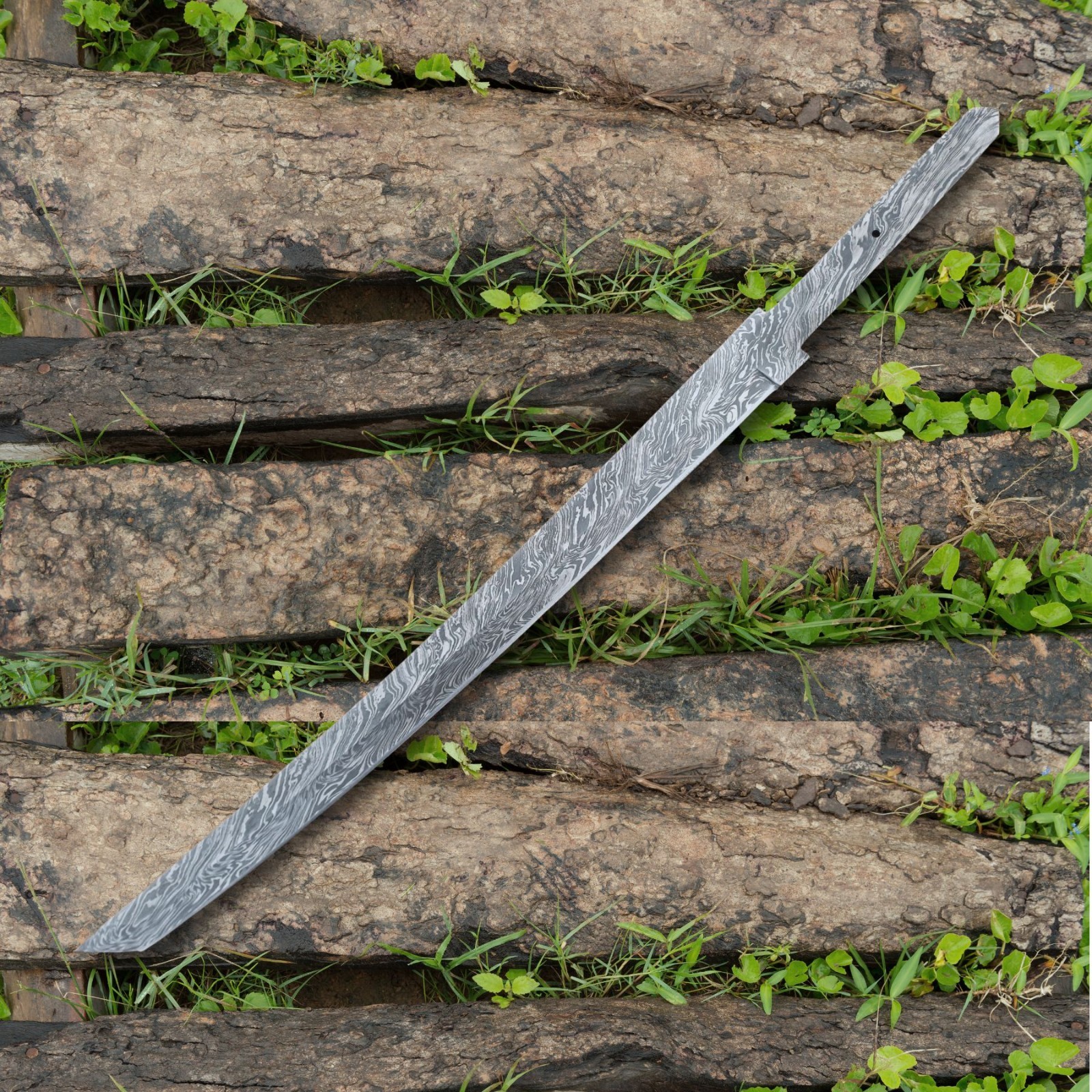 DAMASCUS HANDMADE JAPANESE SAMURAI KATANA SWORD FULL TANG BLANK BLADE 23″