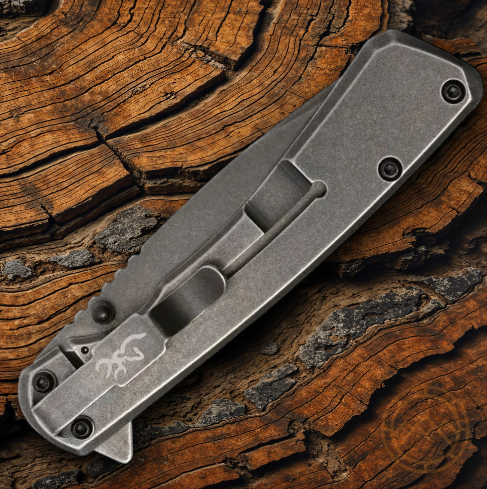 Browning Branded Rock Folding Knife 3″ 7Cr17MoV Steel Blade G10/Stainless Handle
