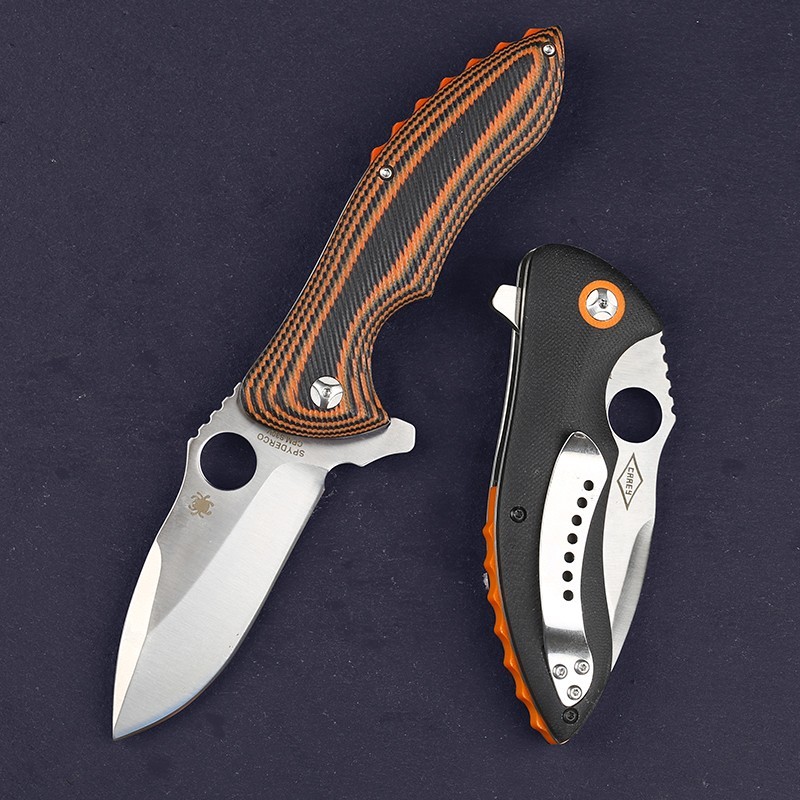Brown G10 Folding Hunting Outdoor Heavy Duty Thick Knife Pocket Clip Camping New