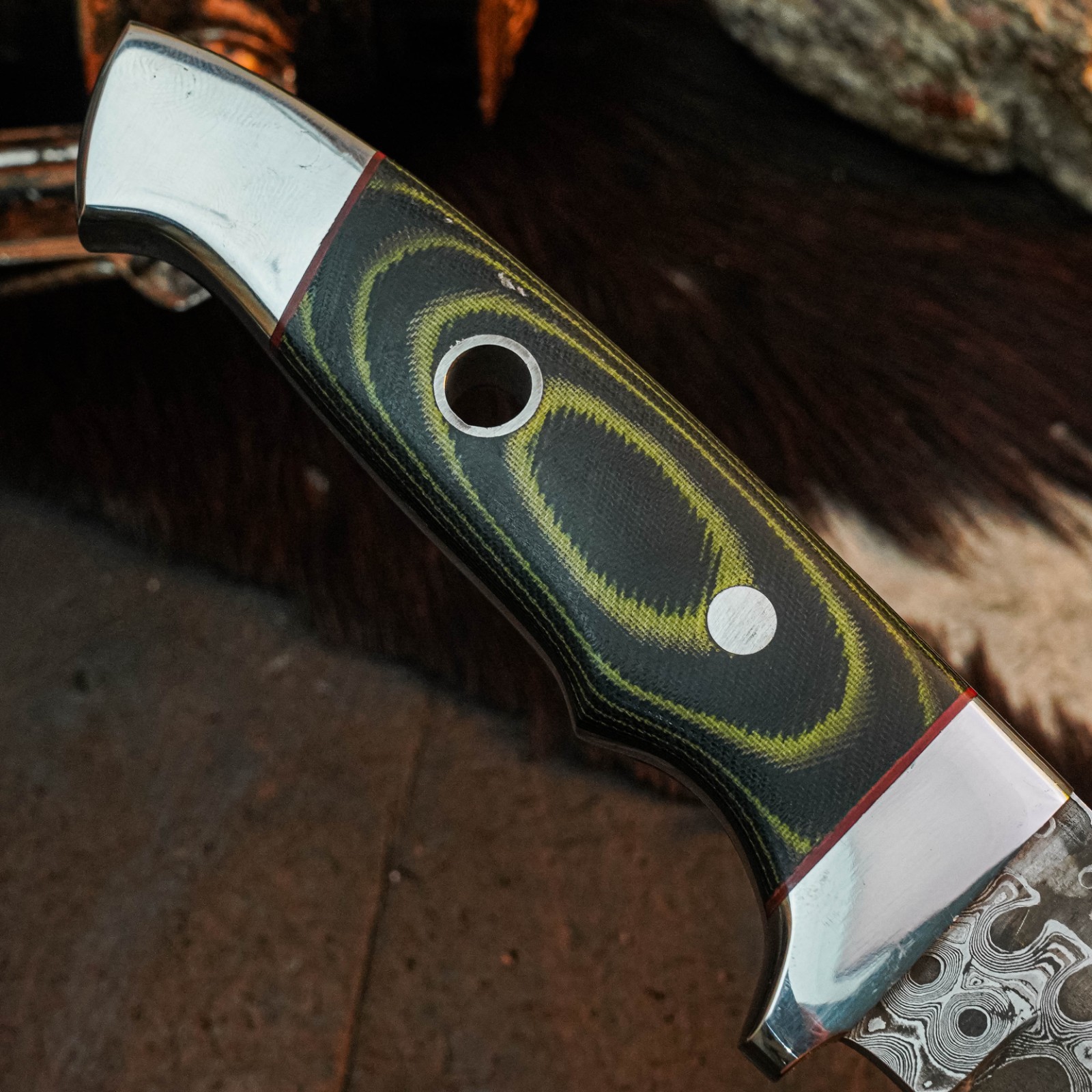 8.8″ Clip Point Knife Damascus Steel Hunting EDC Full Tang Blade Micarta Handle