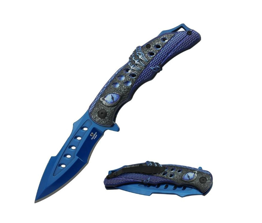 8″ Snake Eye Tactical Style Spring Assist Knife-Alloy Handle + Pocket Clip