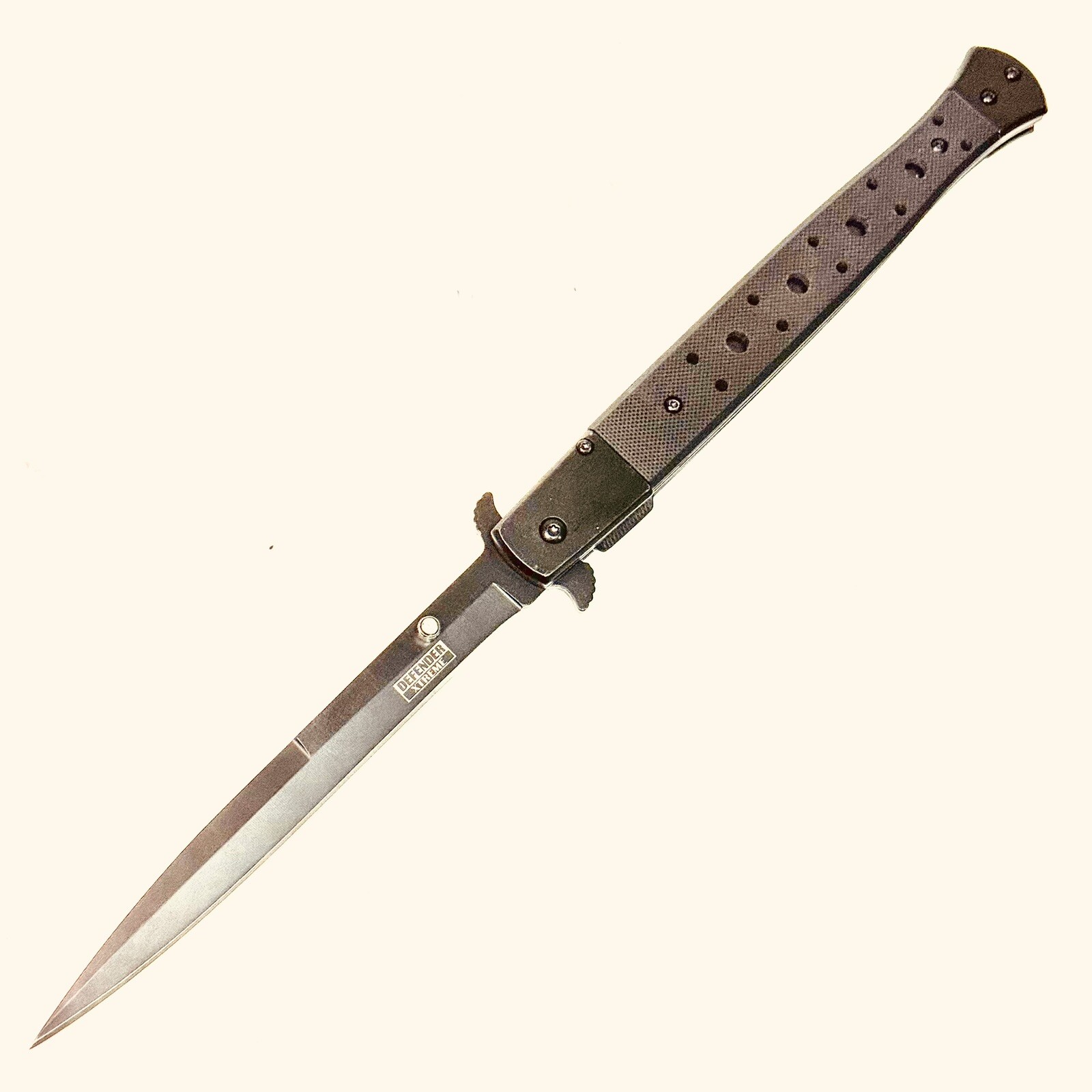 12” Long Black G10 Spring Assisted stainless Blade Folding Pocket Knife