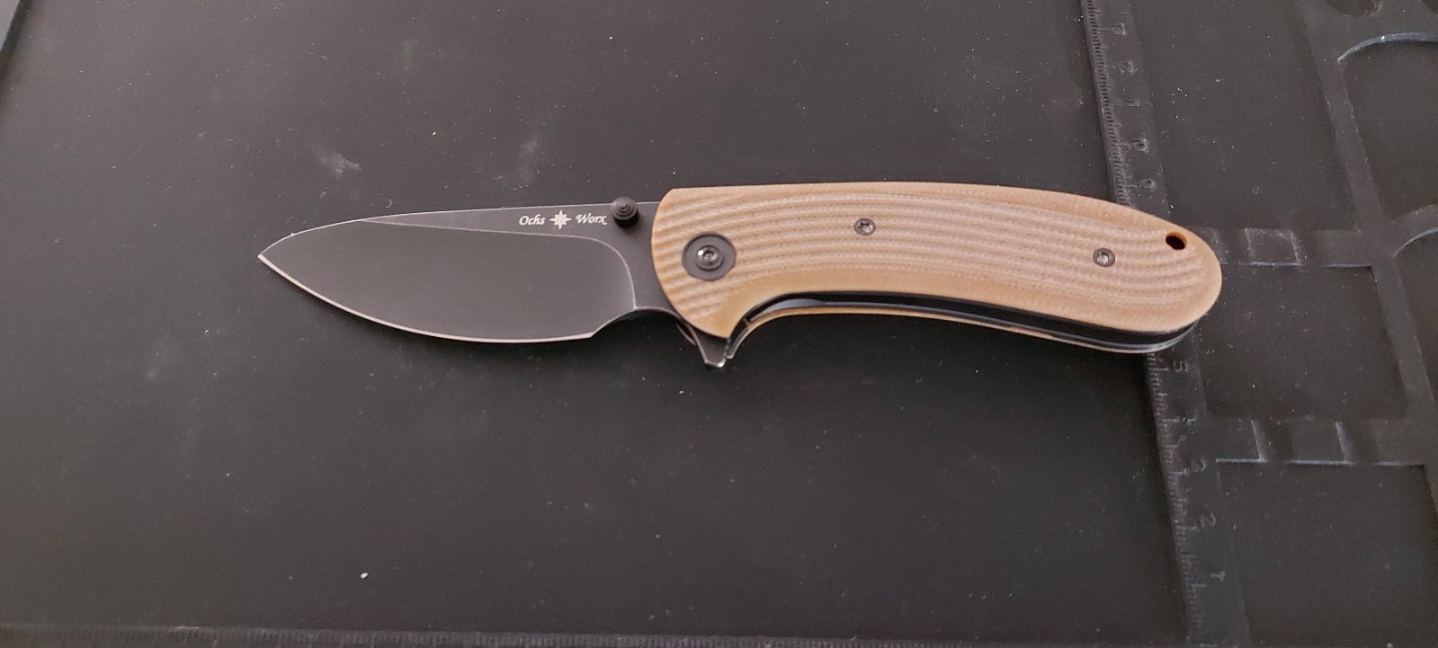 DROP MASSDROP X ERIC OCHS LYNX TITANIUM LINER LOCK KNIFE BROWN G-10 RWL34