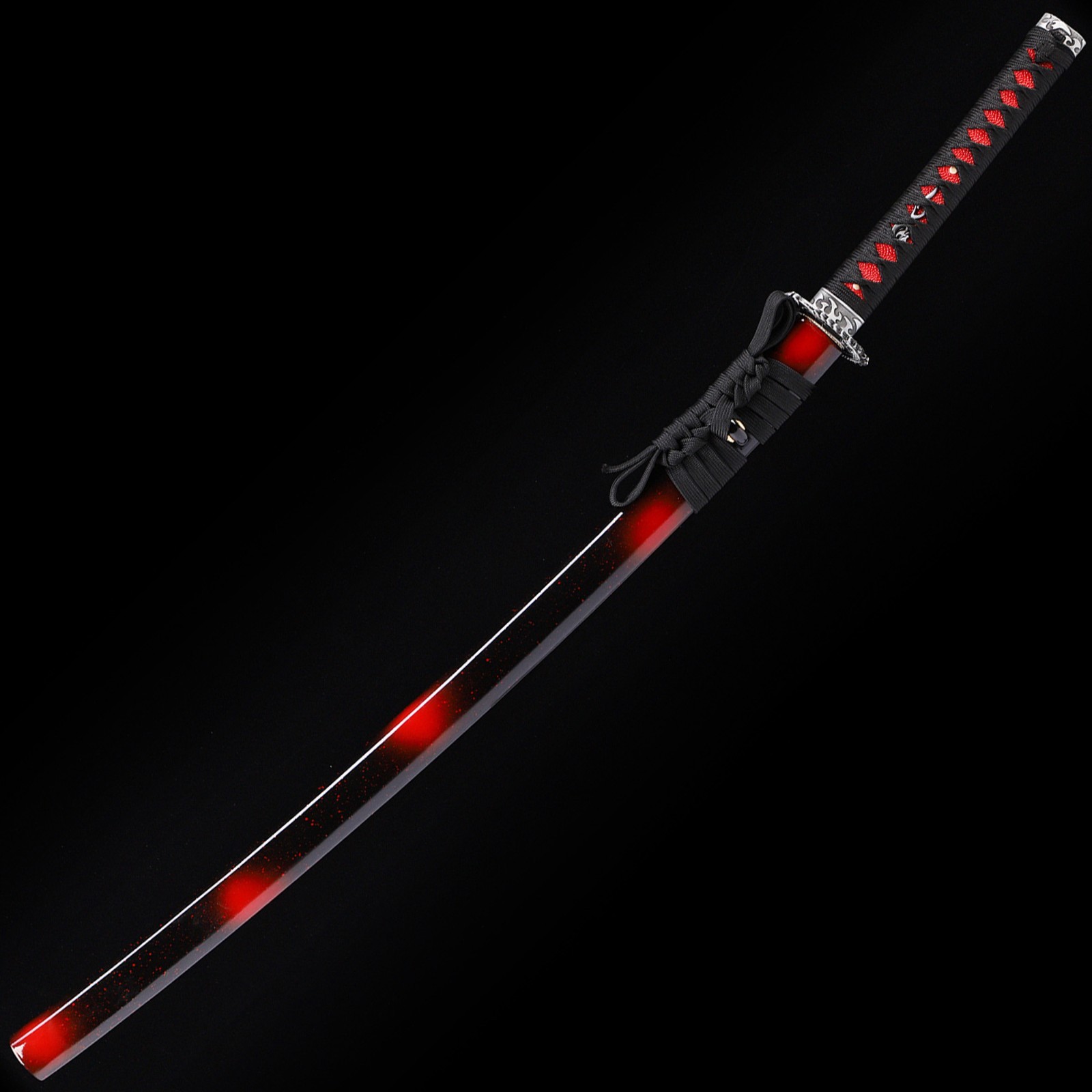 Handmade Katana, Japanese Samurai Sword Katana Red Black, Full Tang