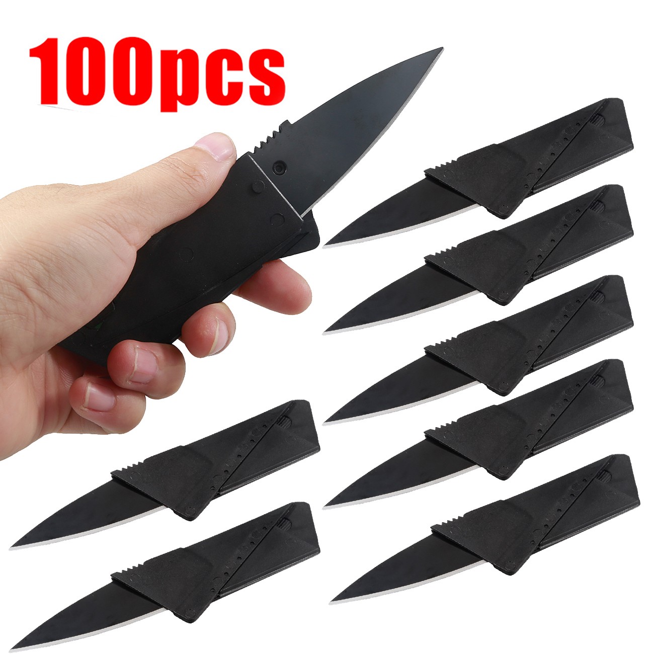 100PACK Folding Ultra-Thin Credit Card Knives Survival Wallet Pocket Sharp Knife