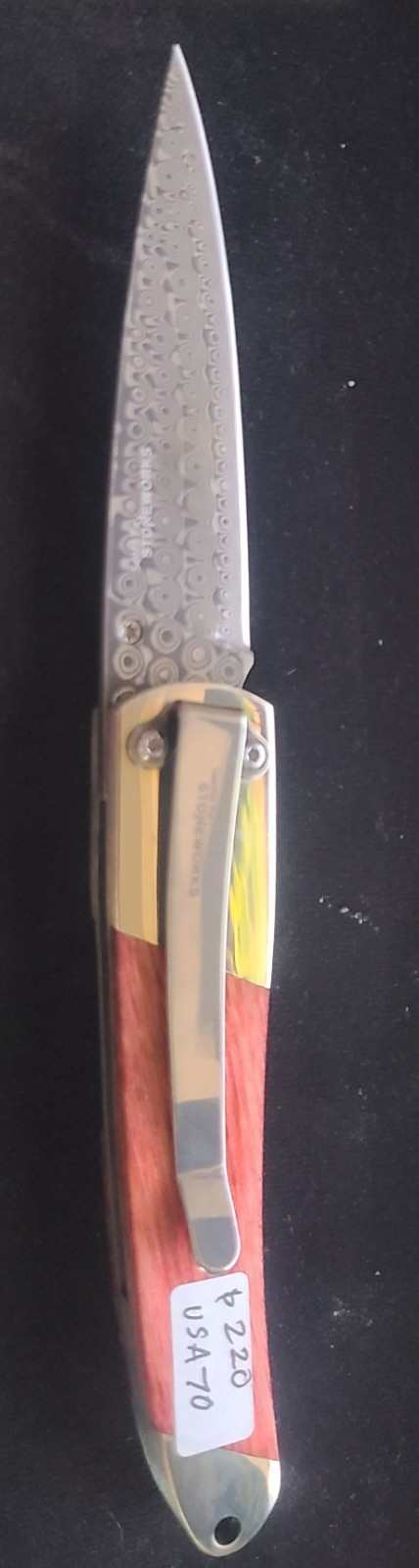 Damascus Steel Patriotic Collection 4″ Liner Lock Knife with Clip.