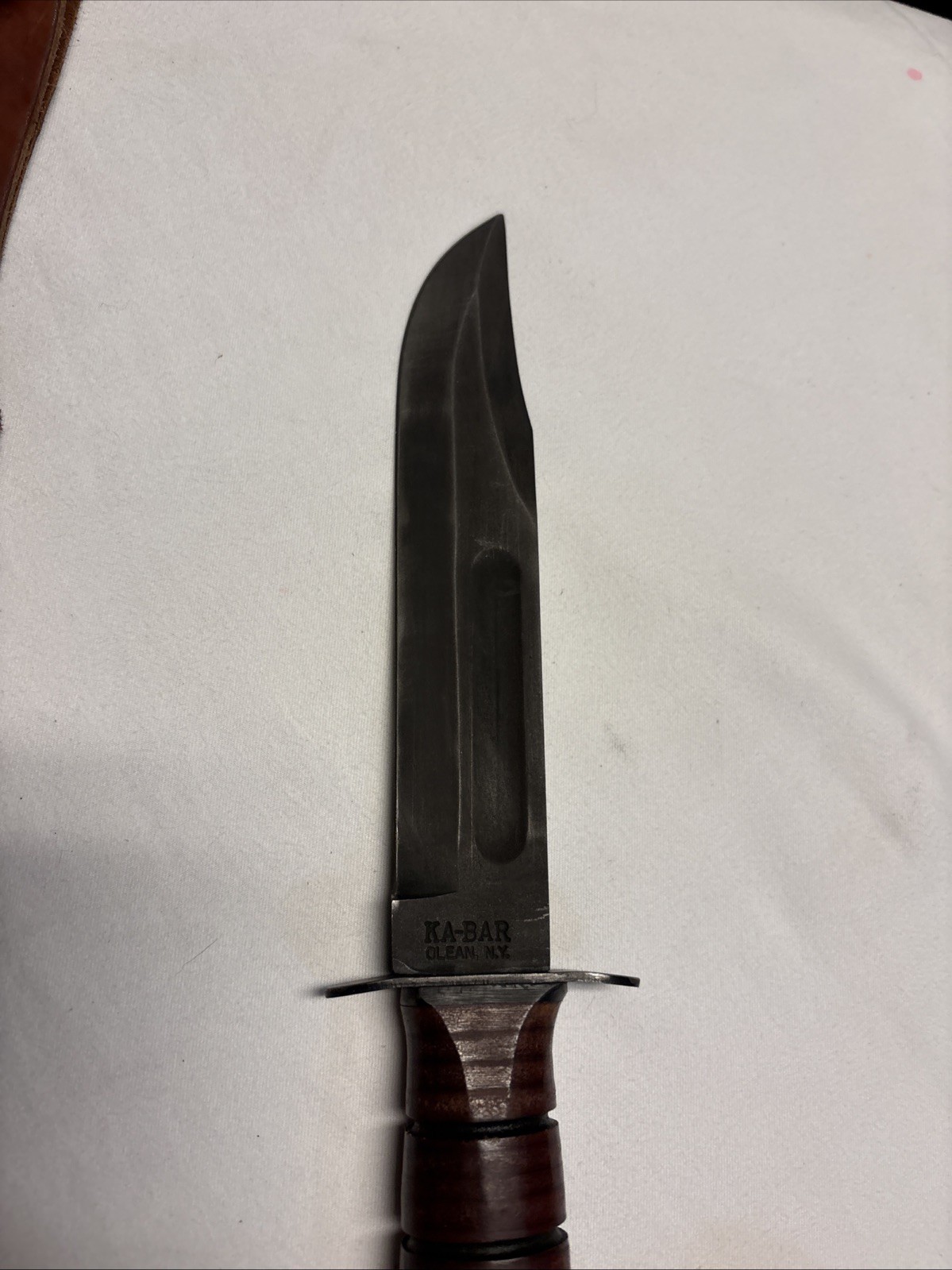 KA-BAR U.S.M.C. Military Fixed Blade Fighting Knife Leather Sheath Olean NY 1217