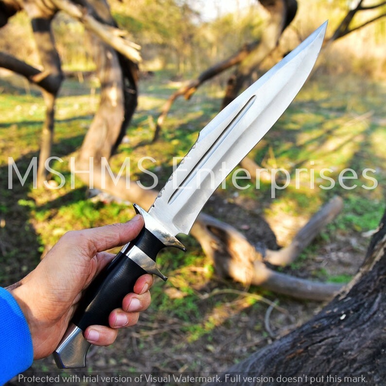 18 INCH HANDMADE D2 STEEL HUNTING HIGH POLISH BOWIE KNIFE W/SHEATH HORN HANDLE