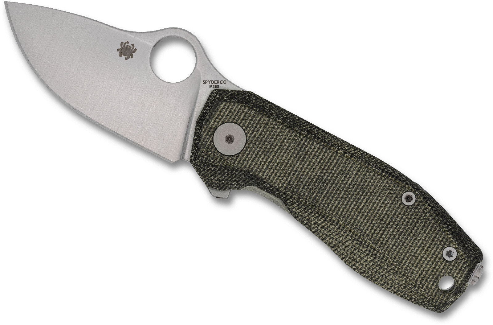 SPYDERCO LIONSTEEL SPYNANO GREEN CANVAS MICARTA & TITANIUM M398 Steel C268MTIP